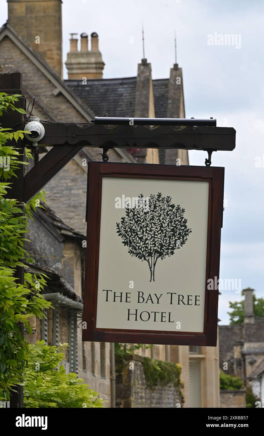 Panneau pub Bay Tree Hotel, Sheep Street, Burford, Oxfordshire Banque D'Images