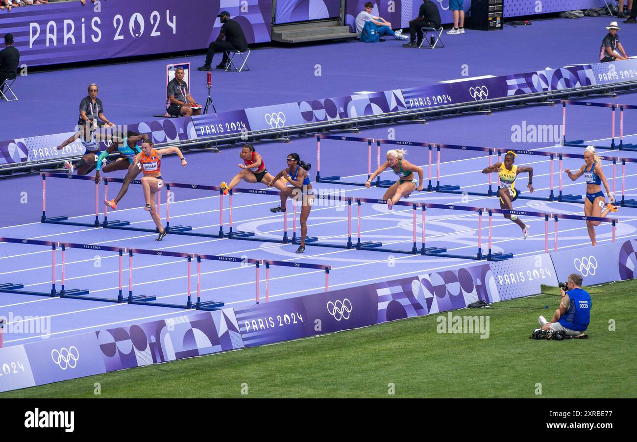 Saint Denis, France, 9 août 2024. Athlétisme - 100M haies - femmes, demi-finales - Jacques Julien / Alamy Live News Banque D'Images