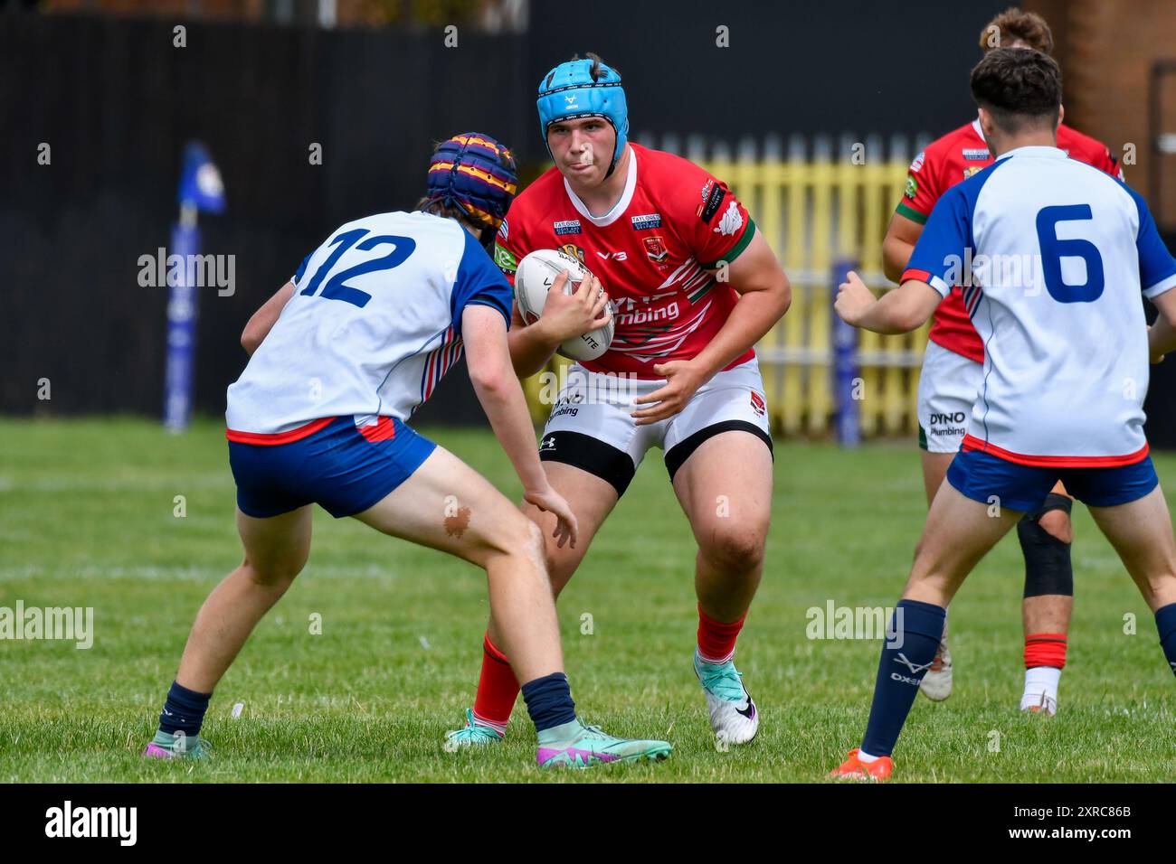 Neath, pays de Galles. 3 août 2024. Jake Sheppard, du pays de Galles, en action lors du match du championnat des moins de 16 ans des quatre Nations de Rugby League opposant le pays de Galles aux England Community Lions au Lextan Gnoll à Neath, au pays de Galles, au Royaume-Uni, le 3 août 2024. Crédit : Duncan Thomas/Majestic Media. Banque D'Images