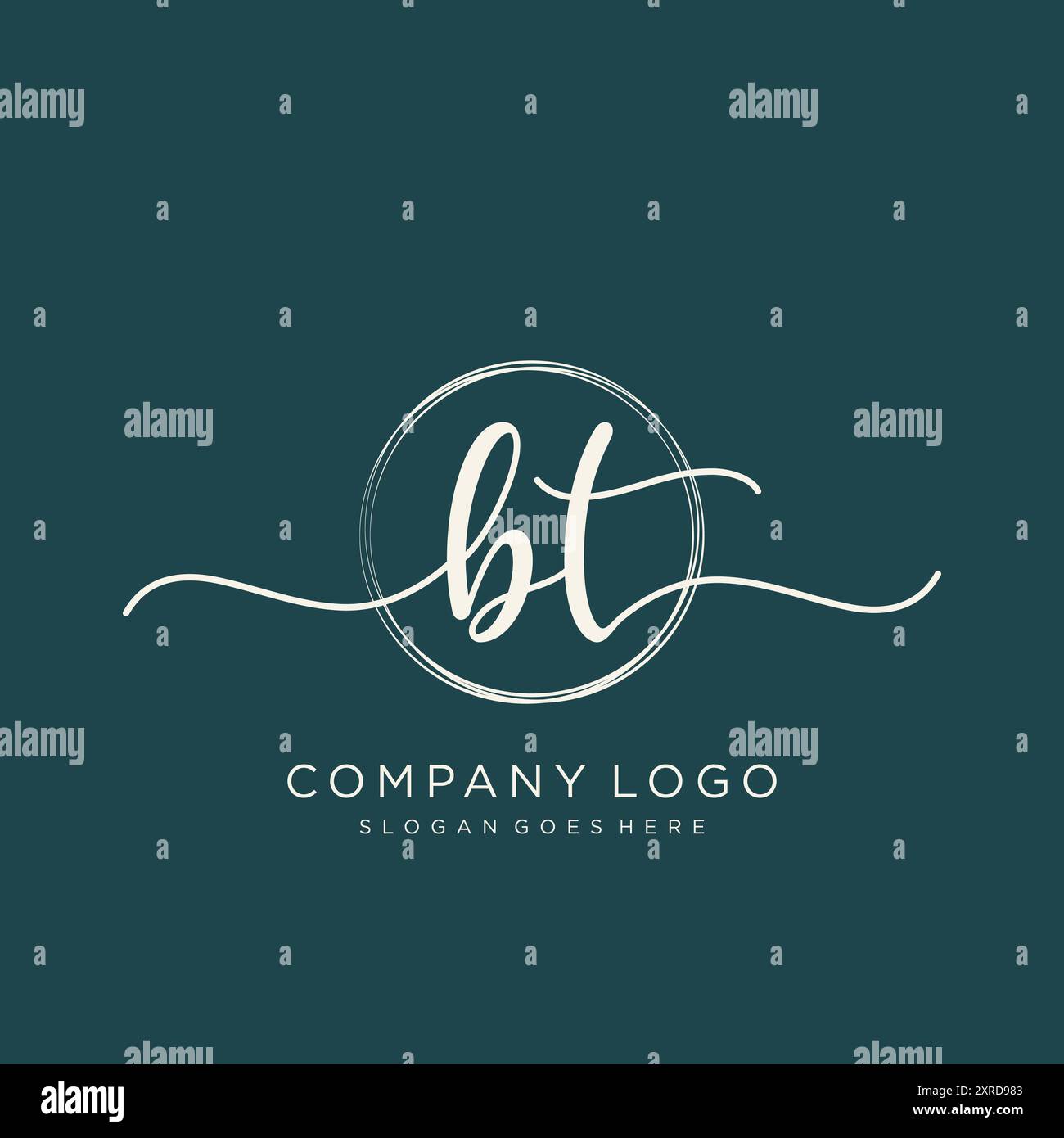 Logo BT initial Handwriting Illustration de Vecteur