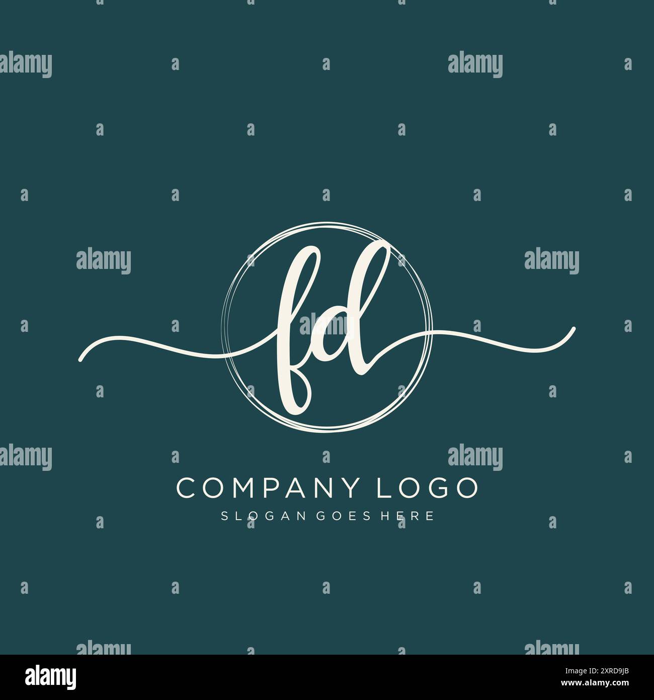 Design du logo FD initial Handwriting Illustration de Vecteur