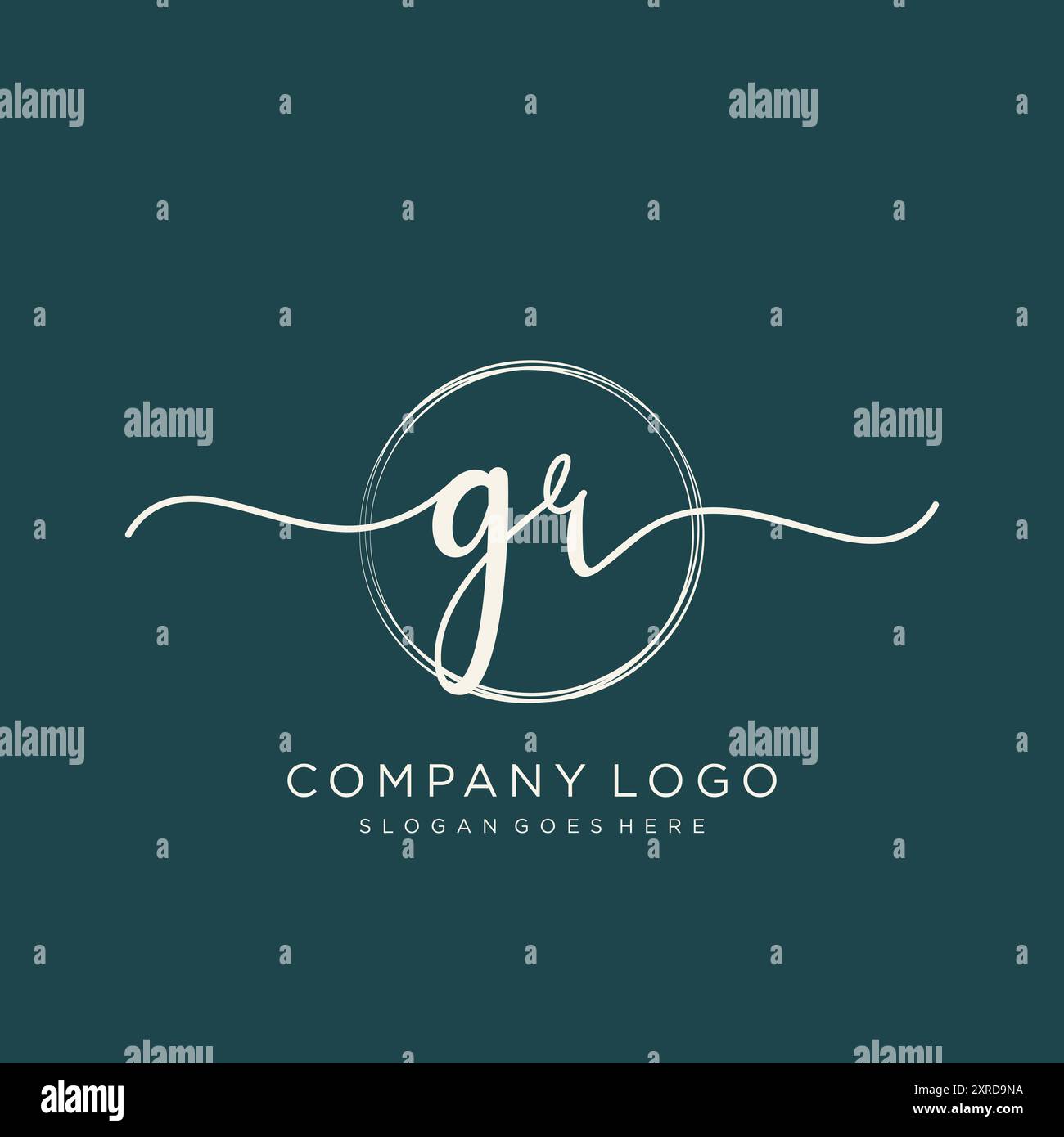 GR initial Handwriting logo Design Illustration de Vecteur