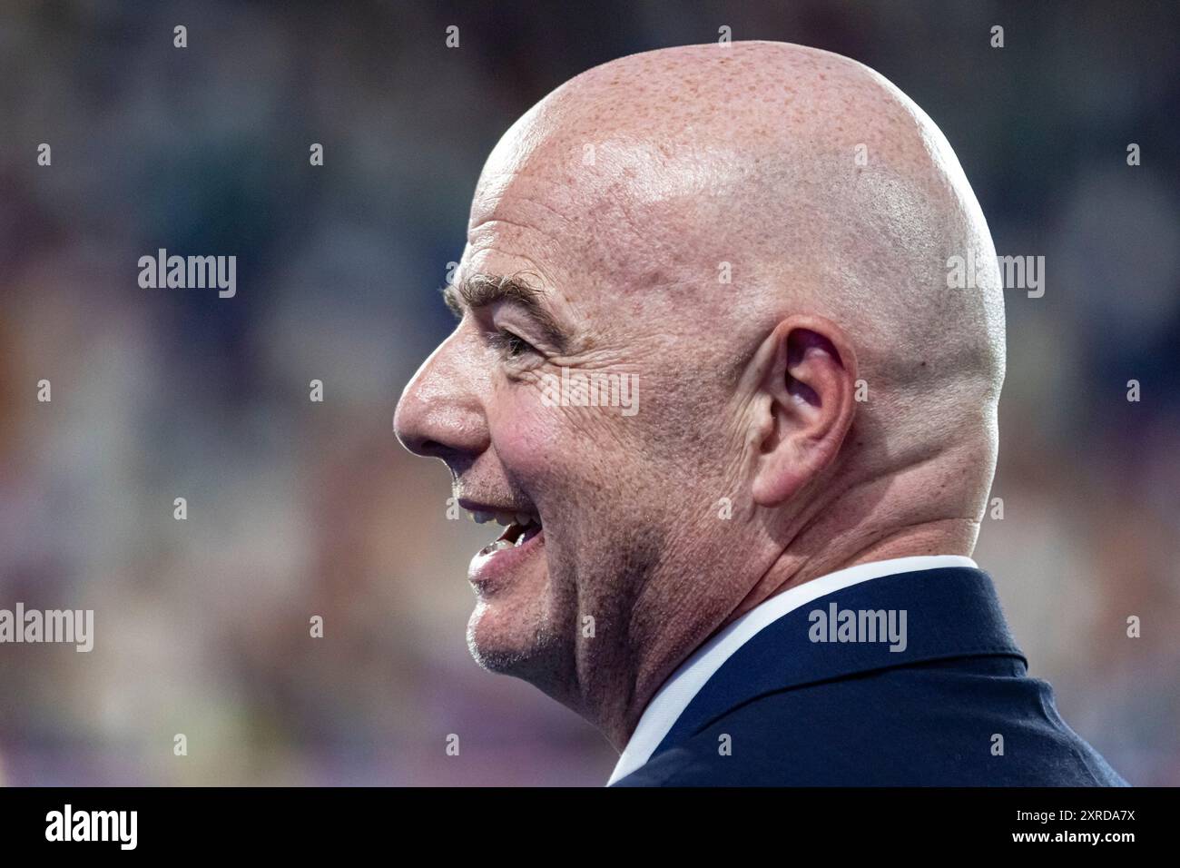 Paris, France. 09 août 2024. Jeux Olympiques, dernier match de football masculin entre les équipes nationales espagnole et française au stade du Parc des Princes. Gianni Infantino. © ABEL F. ROS/Alamy Live News Banque D'Images