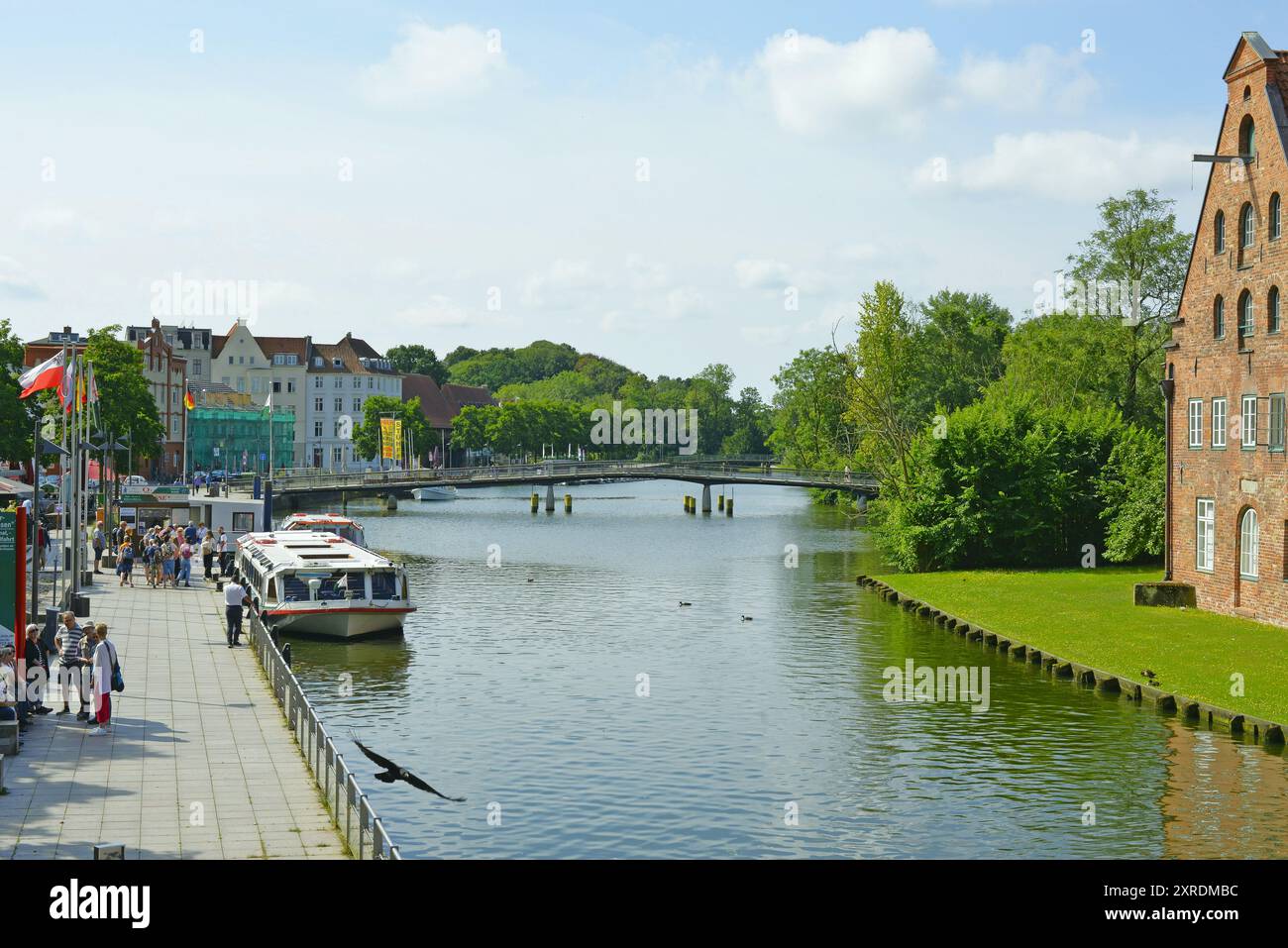 Le canal Elbe-Trave est une voie navigable artificielle de 64 kilomètres qui relie la baie de Lübeck au cours inférieur de l'Elbe, en Allemagne. Banque D'Images