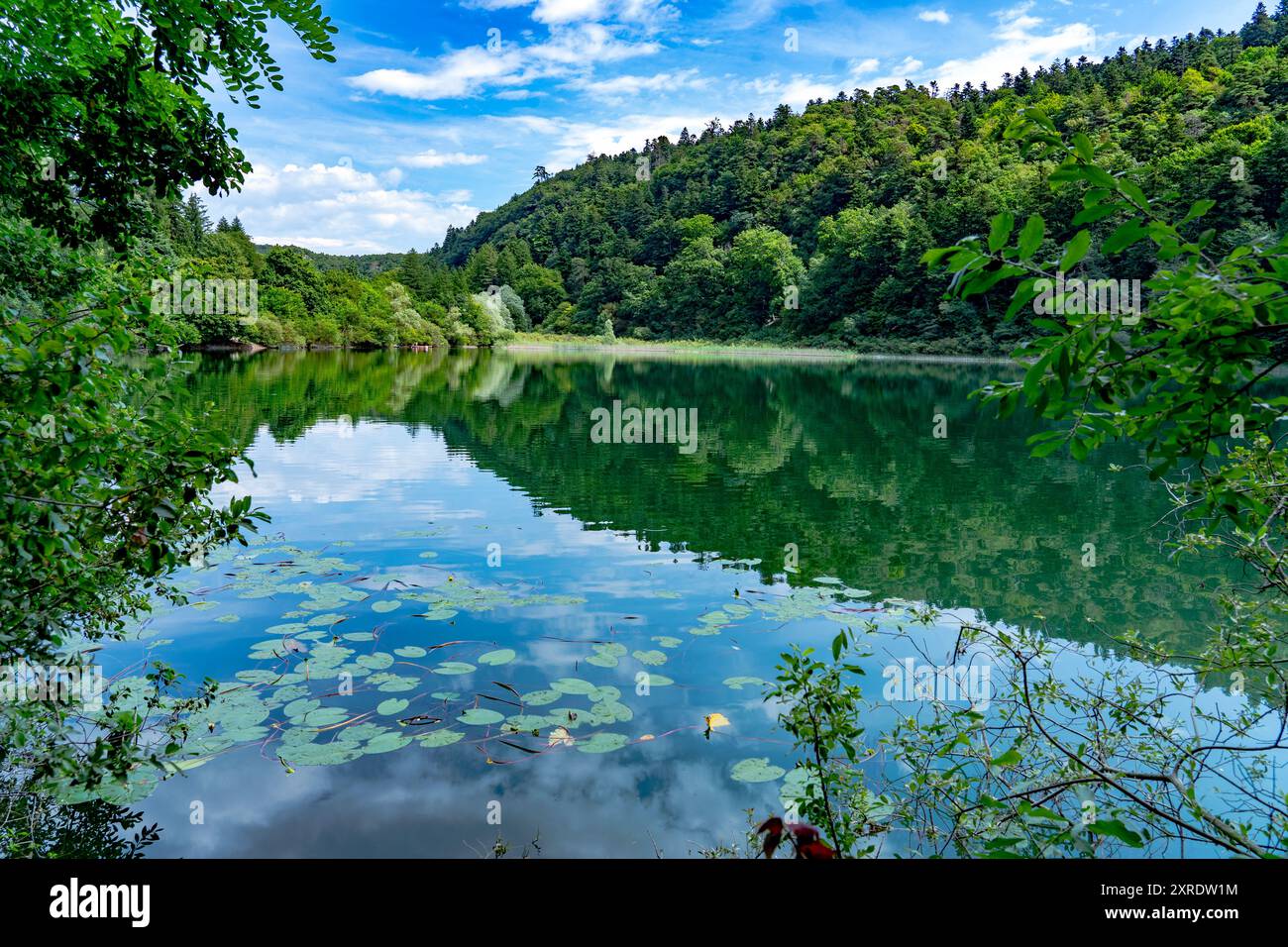 Lac Santo (un des deux lacs Lamar), Monte Terlago, trente provice, Vallelaghi, Haut Adige, Italie Banque D'Images