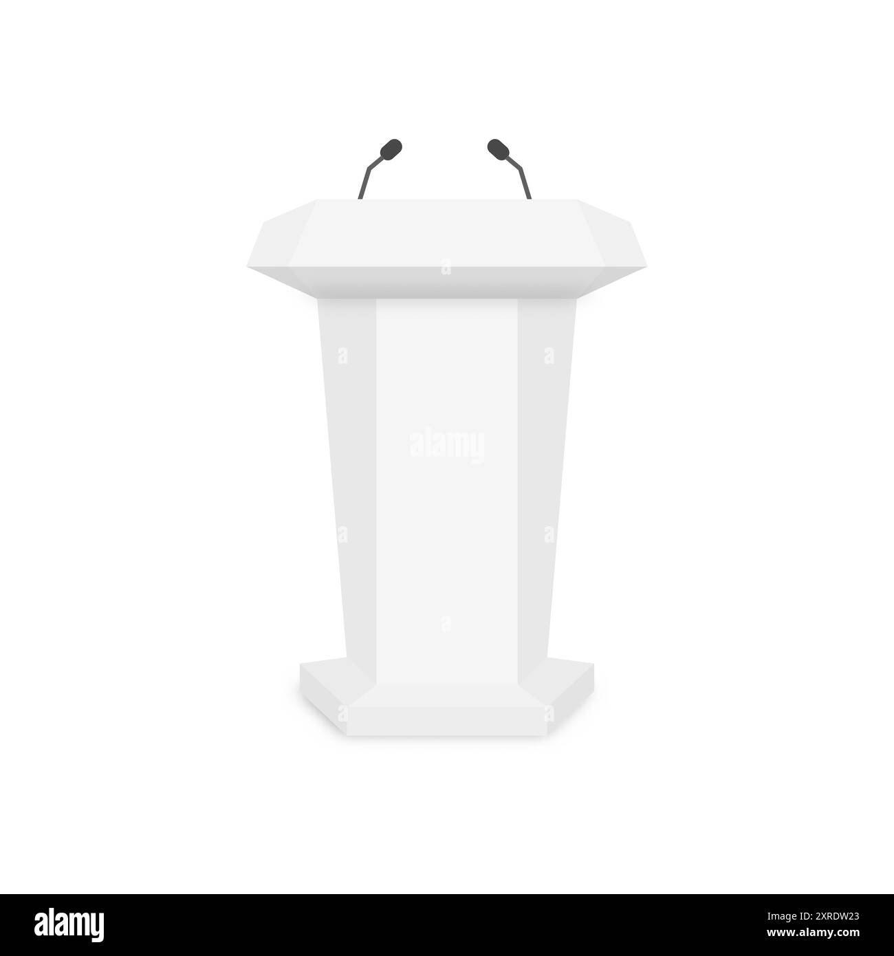 Podium de parole avec microphones, illustration vectorielle de vue avant. Illustration de Vecteur