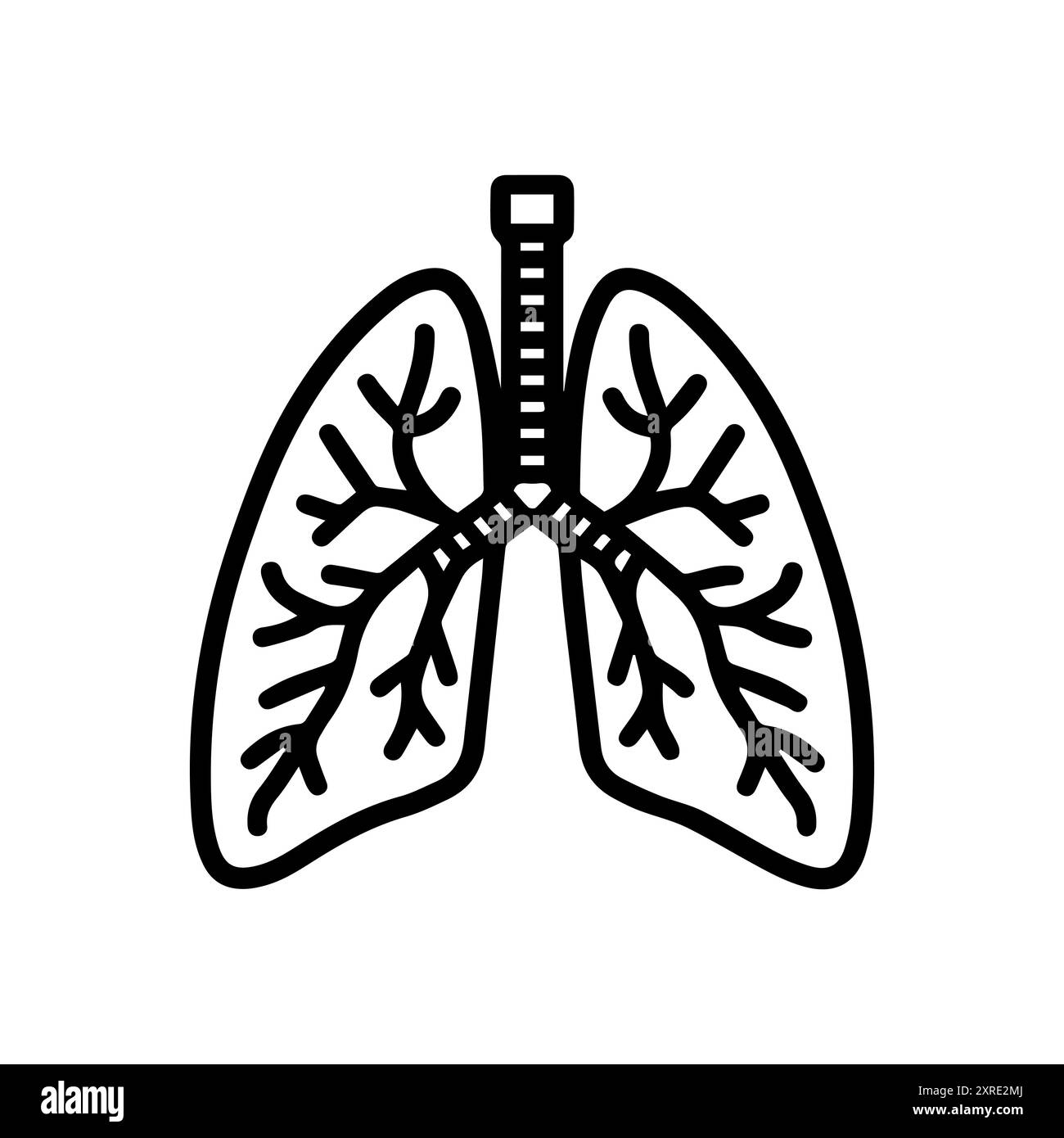 Icône de cancer des poumons ou symbole de ligne moderne. Dessin au trait vectoriel et conception d'icône avec contour audacieux. Noir et blanc Pixel Perfect symbole minimaliste isolé Illustration de Vecteur