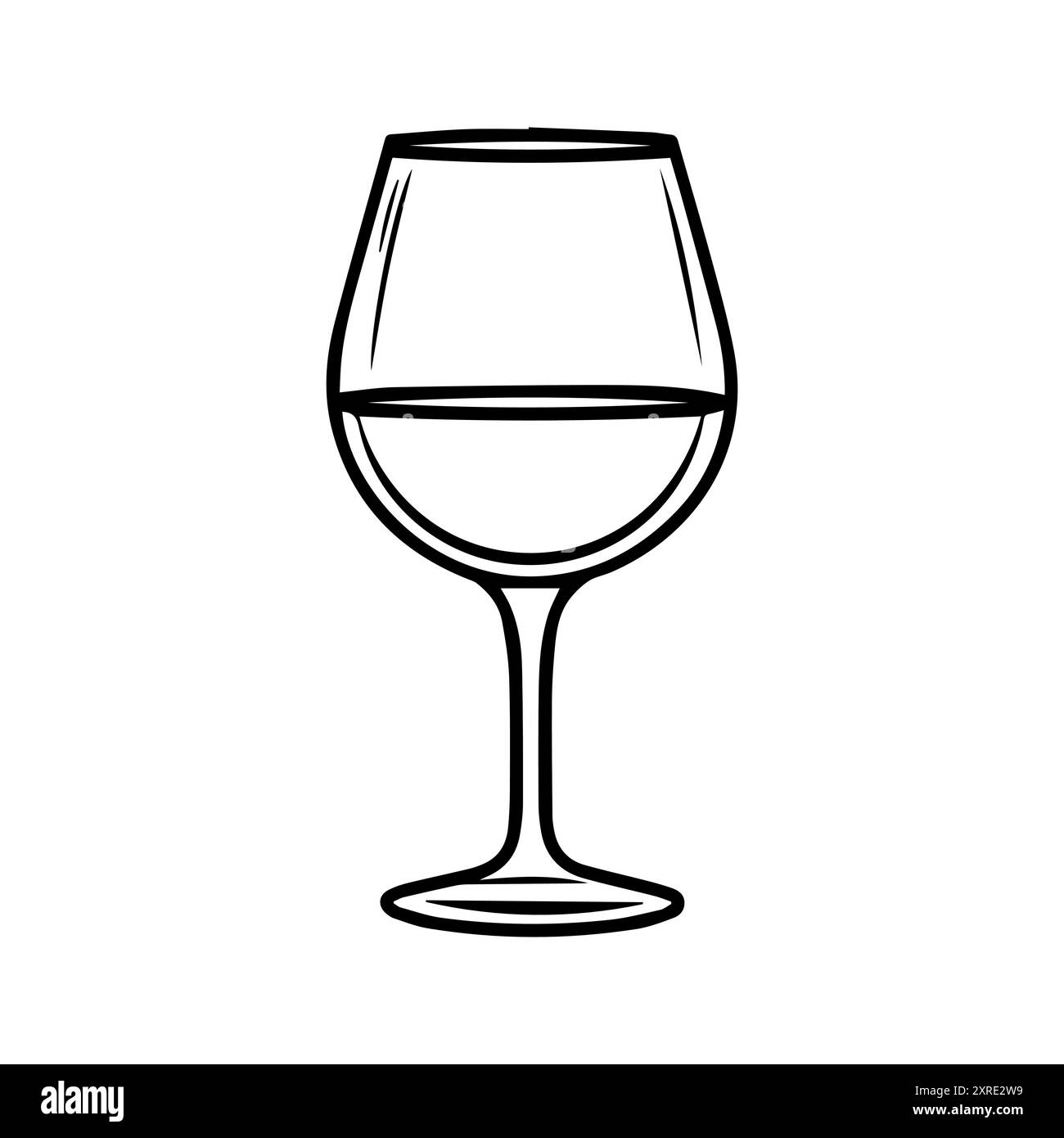 Icône de verre à vin ou symbole de ligne moderne. Dessin au trait vectoriel et conception d'icône avec contour audacieux. Noir et blanc Pixel Perfect symbole minimaliste isolé w Illustration de Vecteur