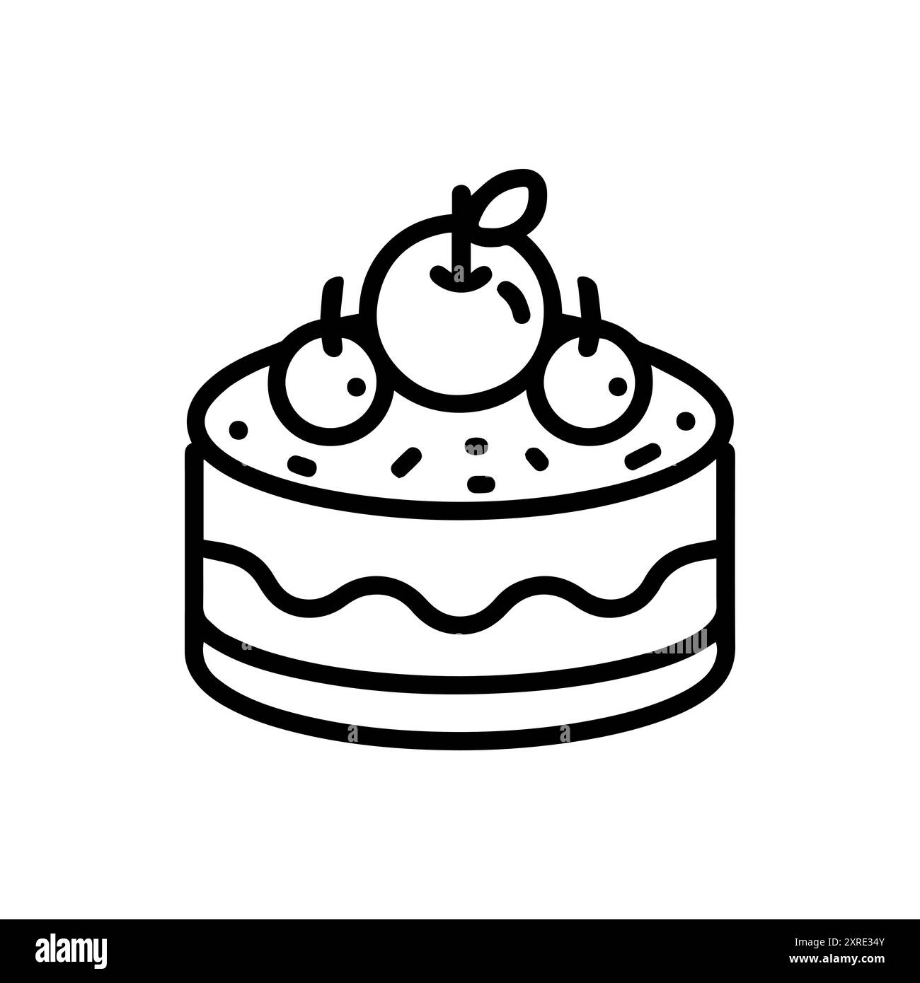 Icône de gâteau ou symbole de ligne moderne. Dessin au trait vectoriel et conception d'icône avec contour audacieux. Noir et blanc Pixel Perfect symbole minimaliste isolé blanc b Illustration de Vecteur