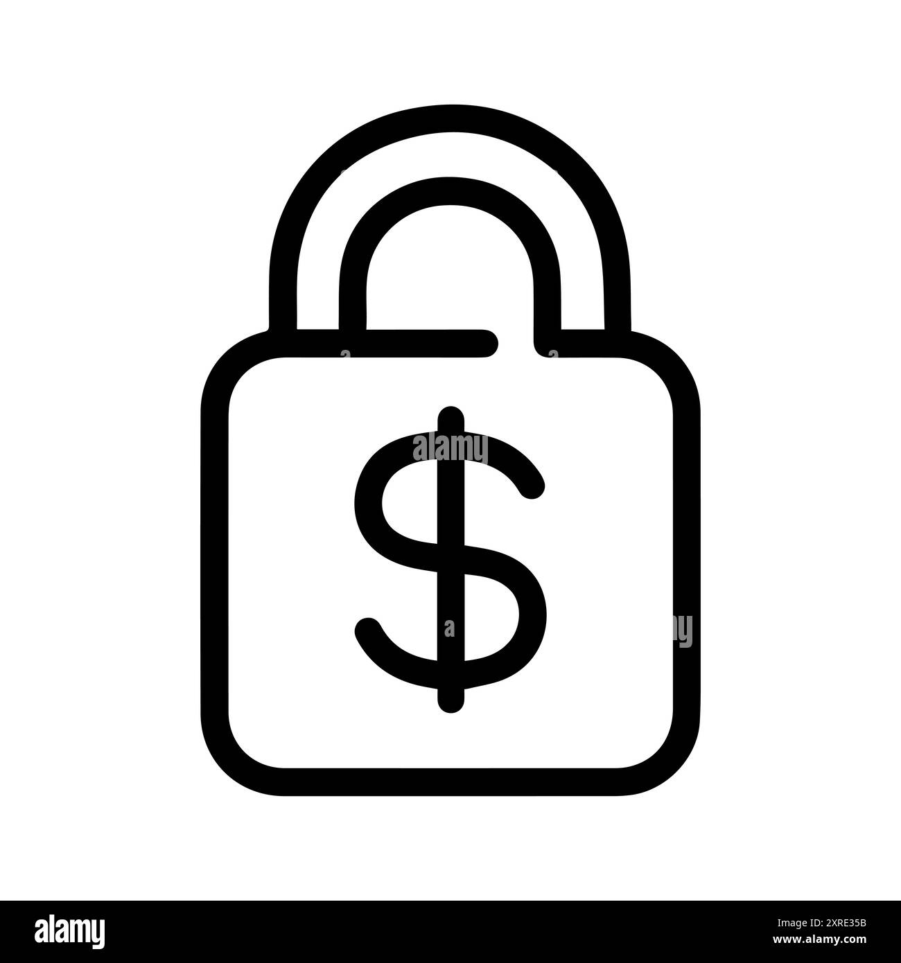Icône Money Secure ou symbole de ligne moderne. Dessin au trait vectoriel et conception d'icône avec contour audacieux. Noir et blanc Pixel Perfect symbole minimaliste isolé Illustration de Vecteur
