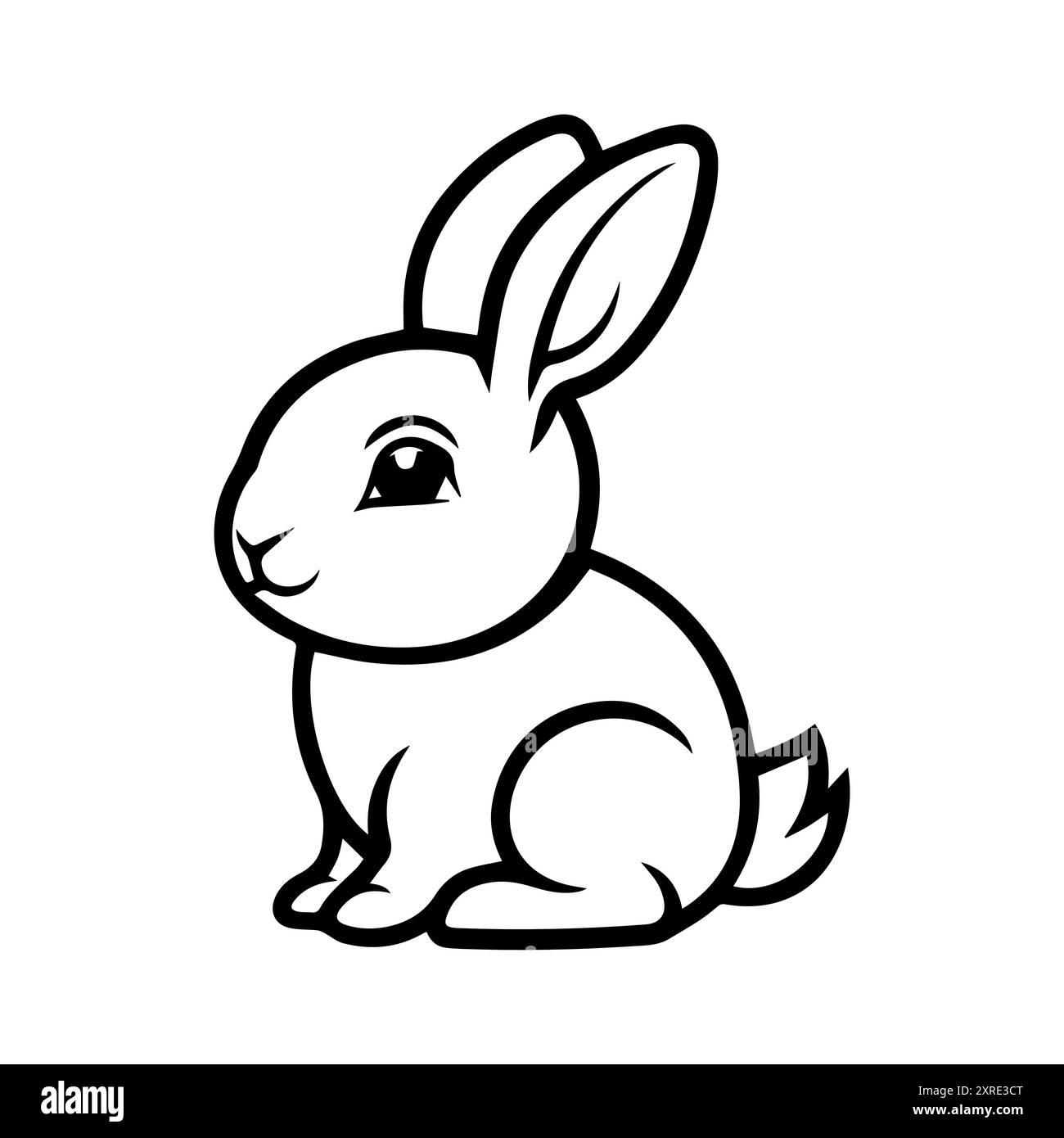 icône de lapin ou symbole de ligne moderne. Dessin au trait vectoriel et conception d'icône avec contour audacieux. Noir et blanc Pixel Perfect symbole minimaliste blanc isolé Illustration de Vecteur