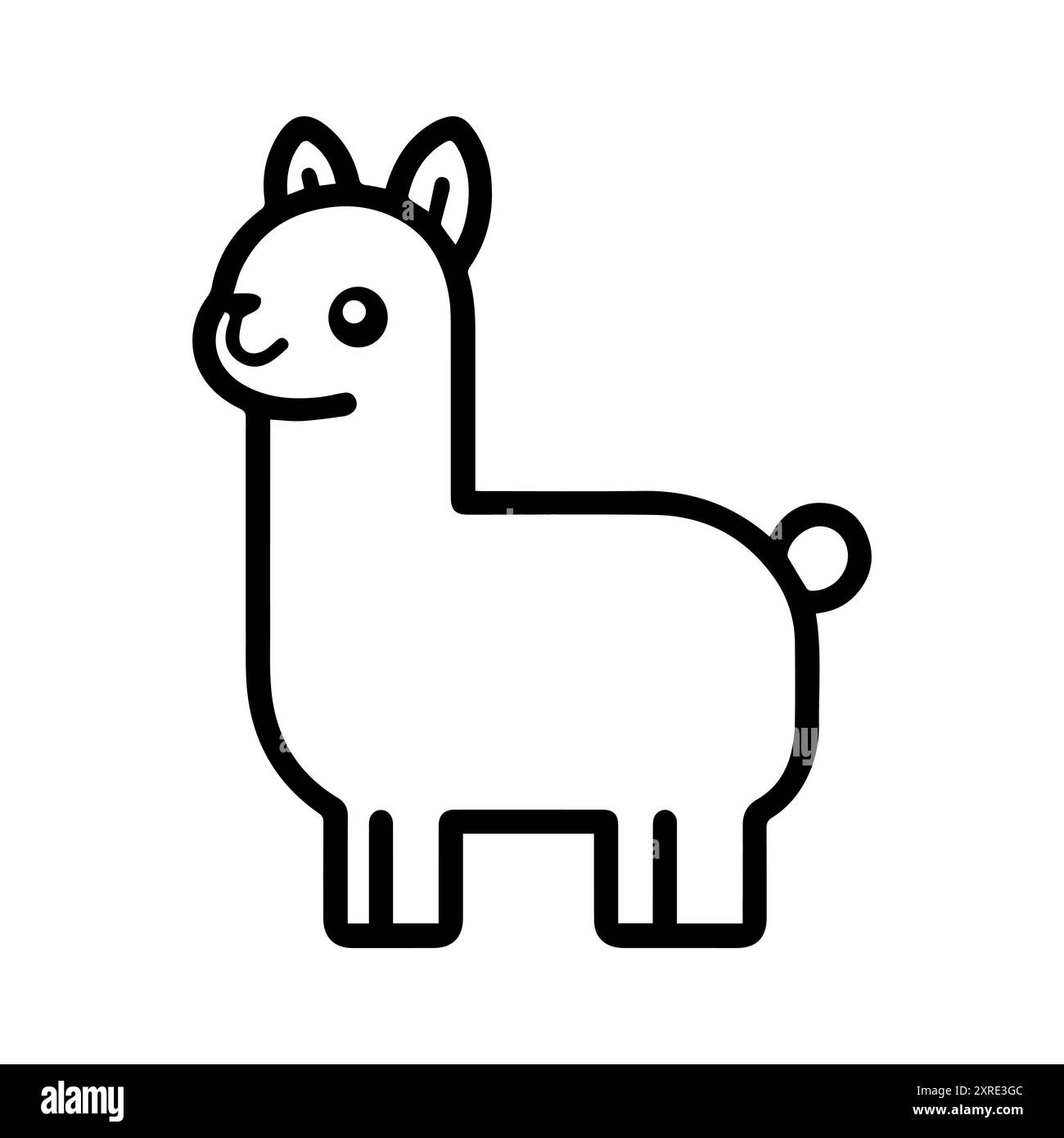 icône d'alpaga ou symbole de ligne moderne. Dessin au trait vectoriel et conception d'icône avec contour audacieux. Noir et blanc Pixel Perfect symbole minimaliste blanc isolé Illustration de Vecteur