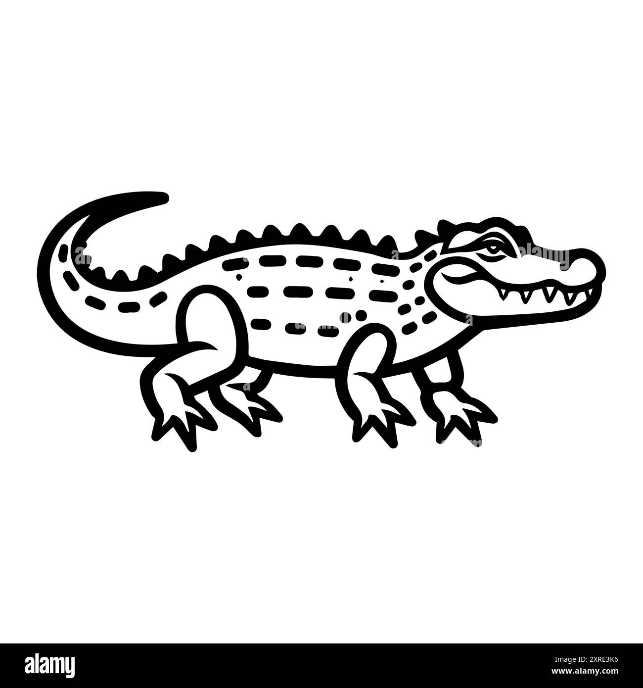 icône d'alligator ou symbole de ligne moderne. Dessin au trait vectoriel et conception d'icône avec contour audacieux. Noir et blanc Pixel Perfect symbole minimaliste isolé wh Illustration de Vecteur