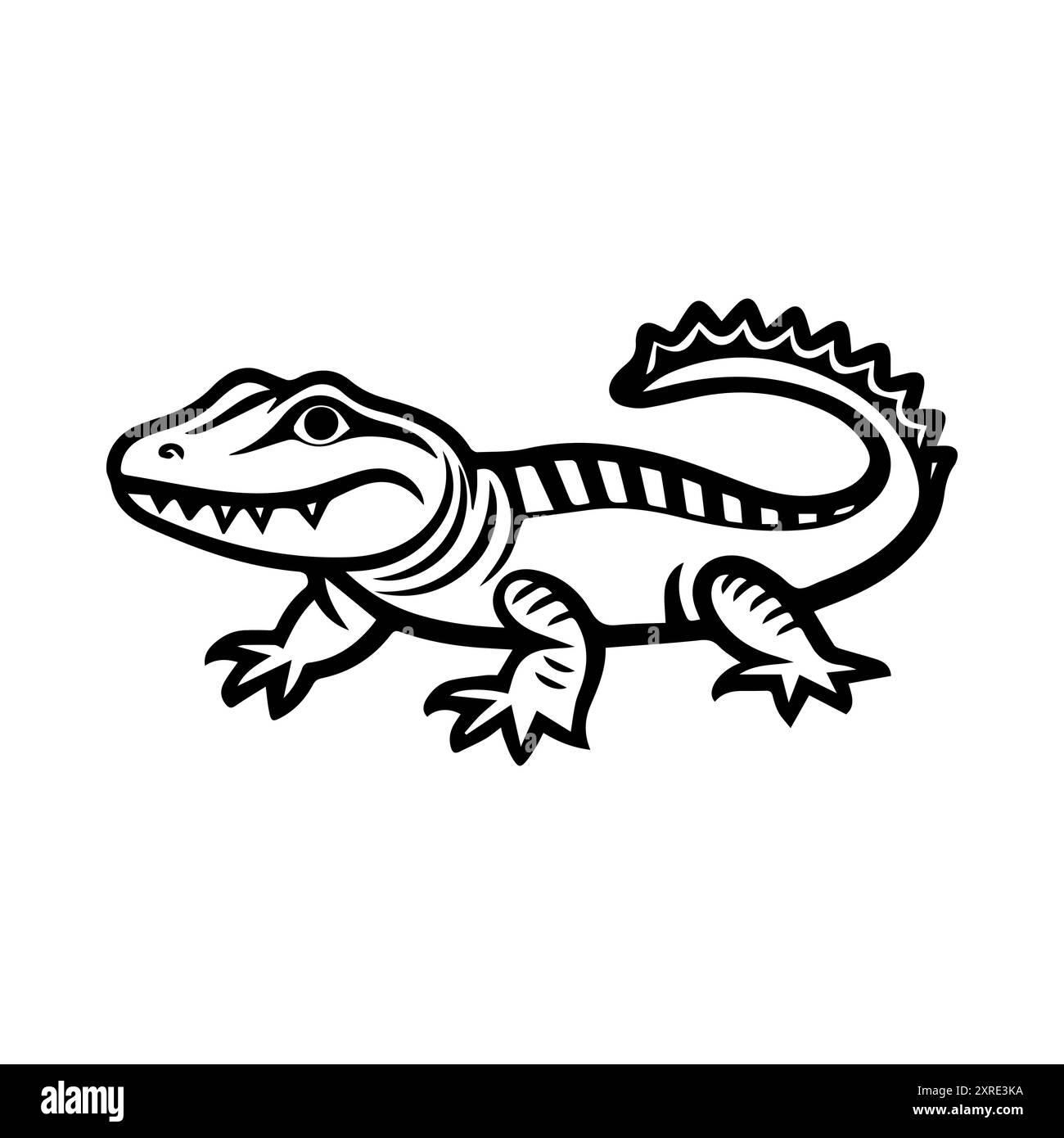 icône d'alligator ou symbole de ligne moderne. Dessin au trait vectoriel et conception d'icône avec contour audacieux. Noir et blanc Pixel Perfect symbole minimaliste isolé wh Illustration de Vecteur