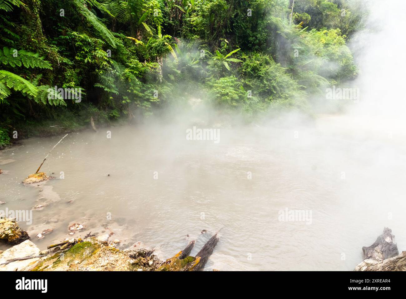 Lac de boue bouillante dans le lac AGCO Kidapawan Mindanao Philippines connu pour l'activité géologique et les bains minéraux thérapeutiques Banque D'Images