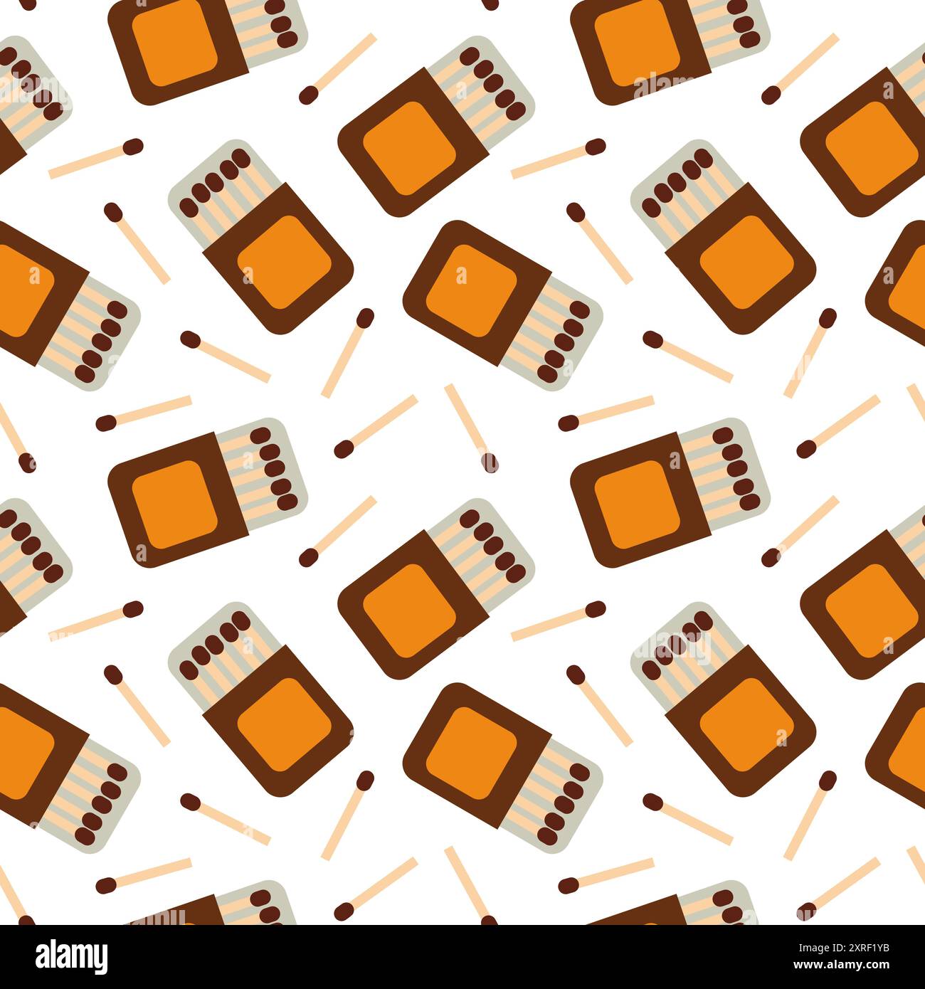 Modèle sans couture avec allumettes et boîte d'allumettes. Illustration vectorielle plate. Illustration de Vecteur