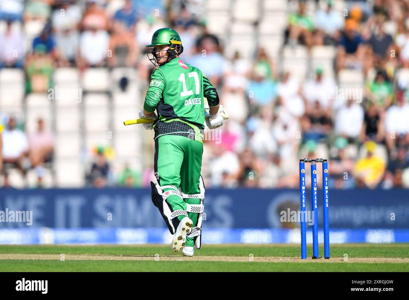 Southampton, Royaume-Uni. 10 août 2024. Alex Davies de Southern Brave battant lors du Hundred Men's match entre Southern Brave et Trent Rockets au Utilita Bowl. Crédit : Dave Vokes/Alamy Live News Banque D'Images