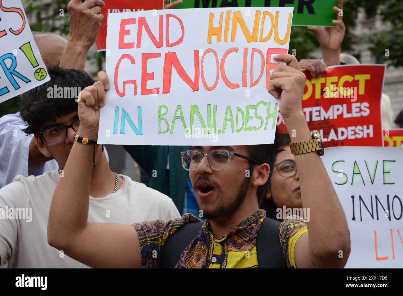 Sauvez les hindous au Bangladesh manifestation à Parliament Square, Londres 10 août 2024 Banque D'Images