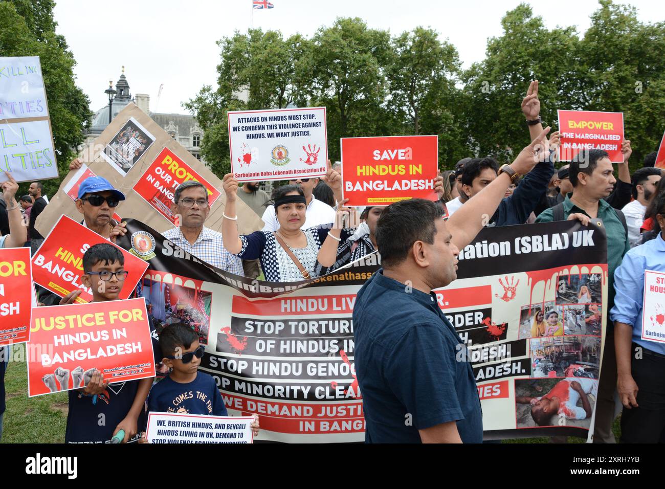 Sauvez les hindous au Bangladesh manifestation à Parliament Square, Londres 10 août 2024 Banque D'Images