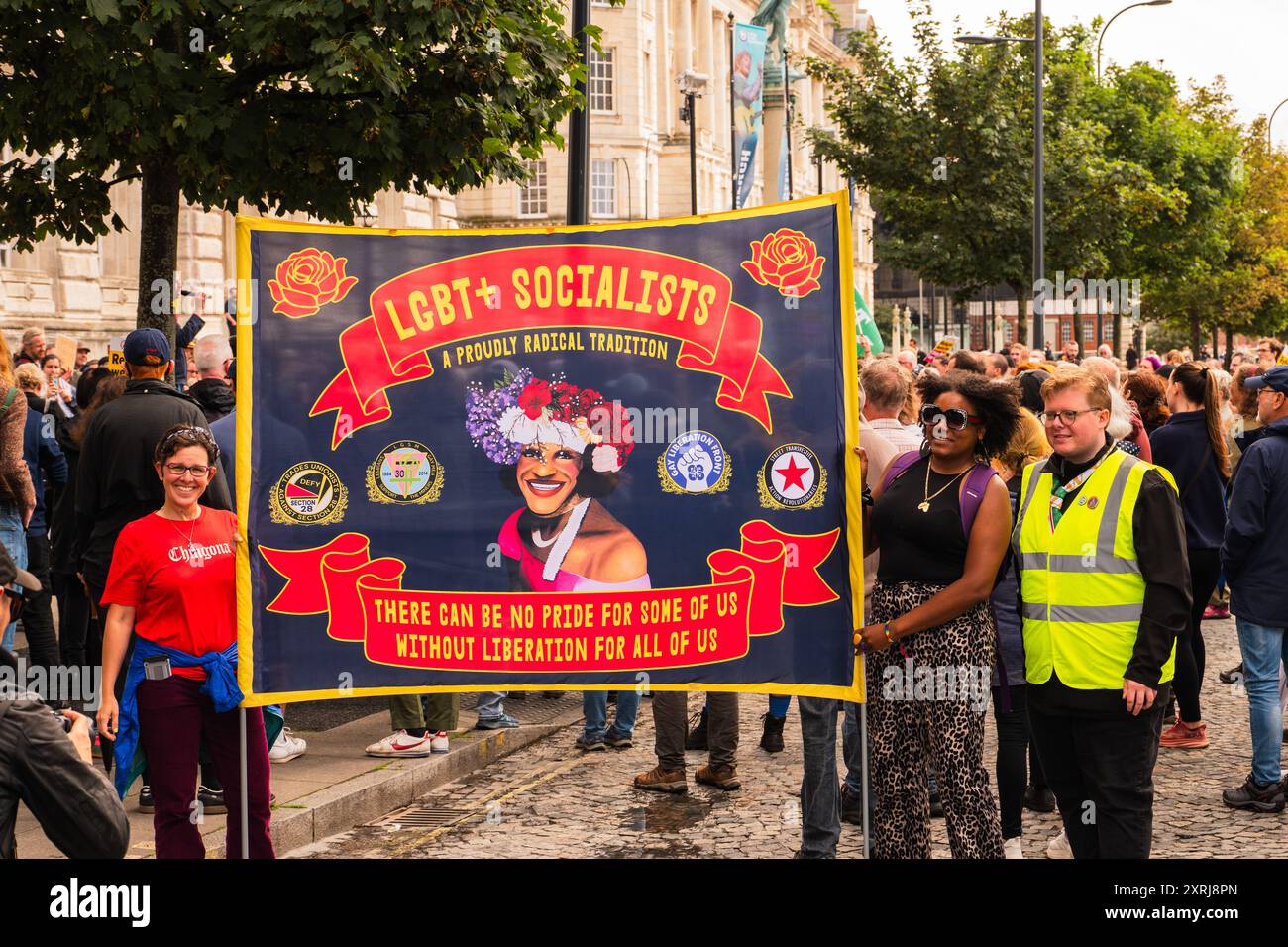 Les manifestants se rassemblent sur le piquet de Liverpool pour soutenir la Palestine Banque D'Images