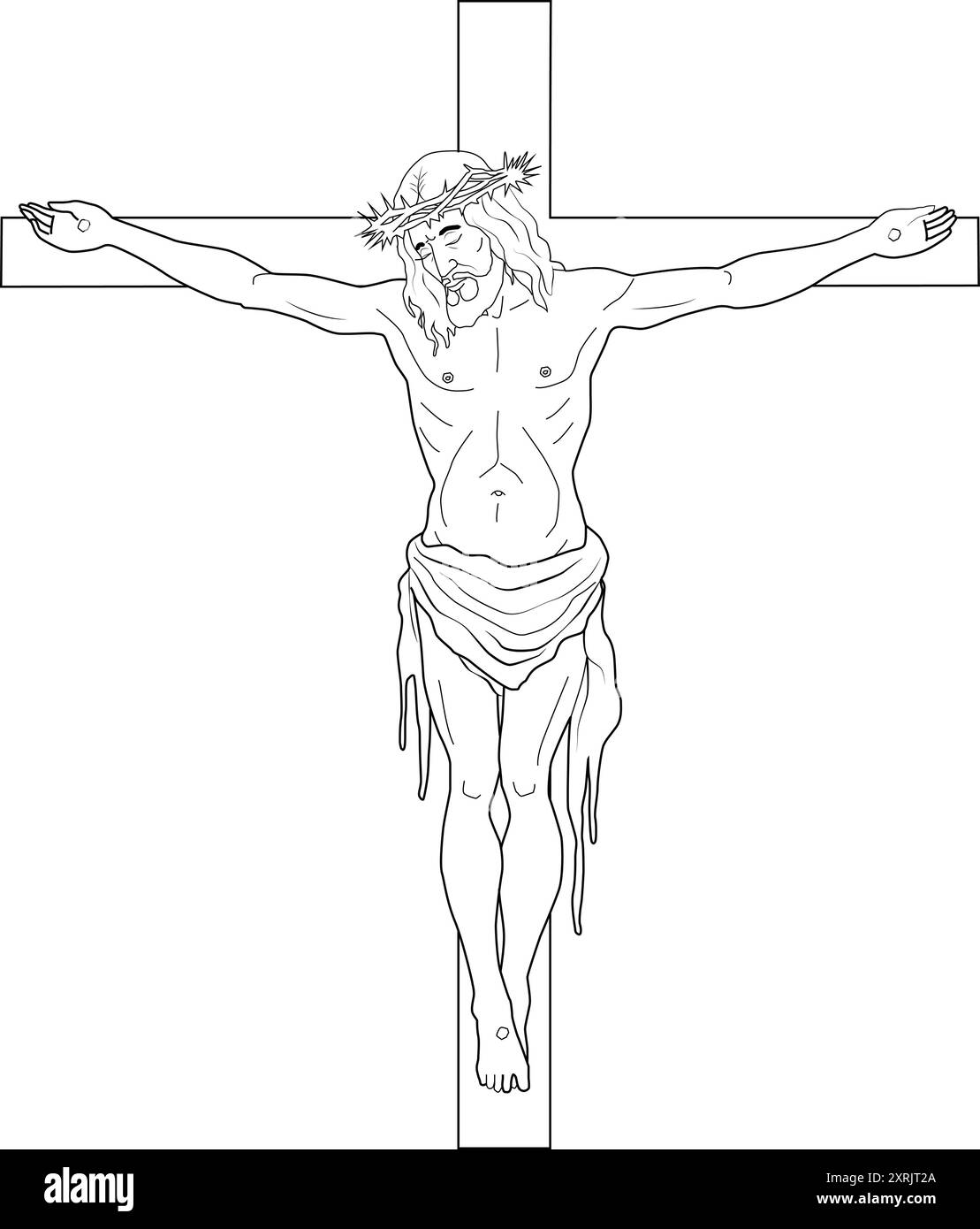 JÉSUS SUR LE DESSIN VECTORIEL DE CROIX Illustration de Vecteur