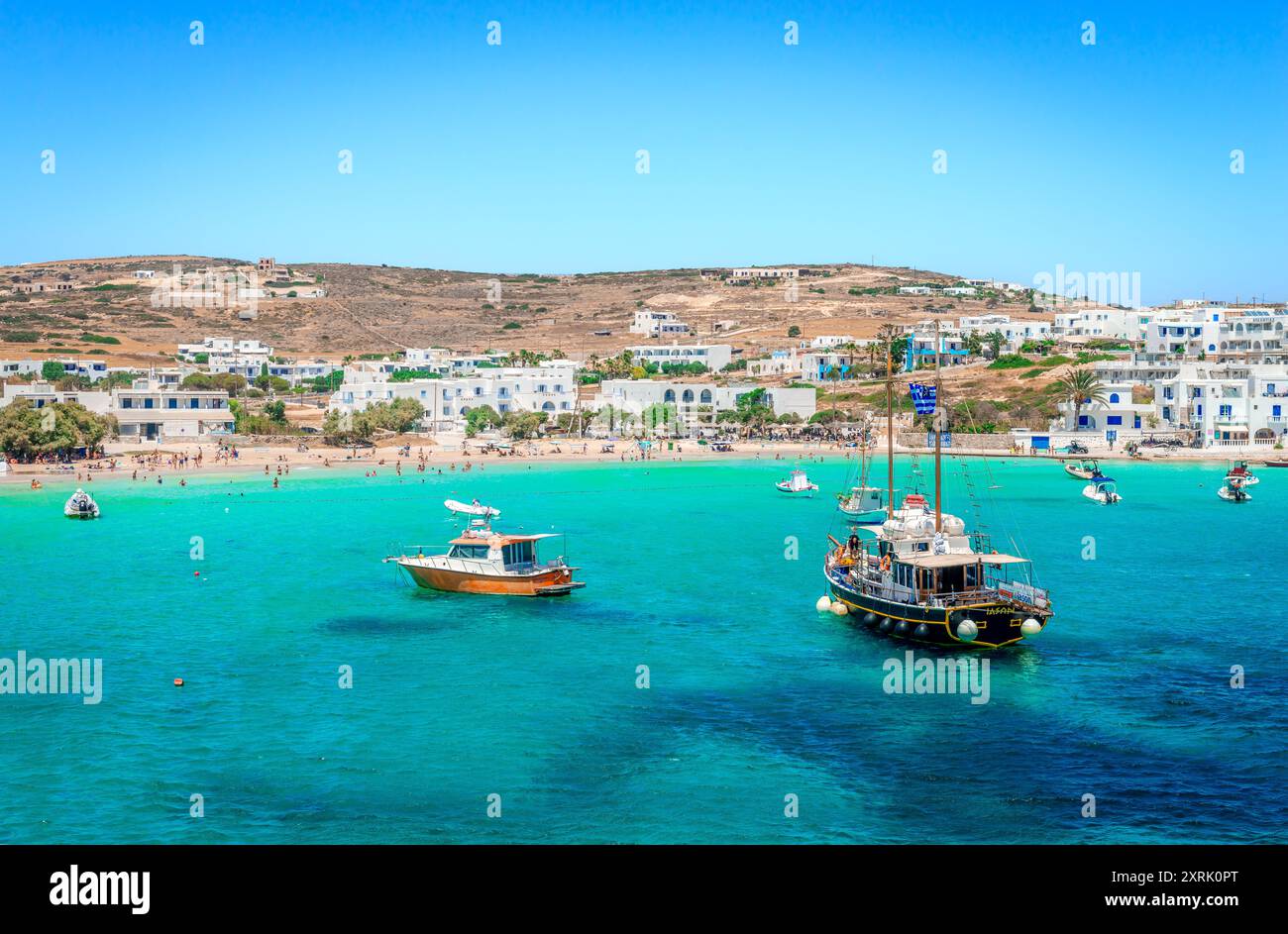 Panorama d'Ano Koufonisi (ou simplement Koufonisi). Île des Cyclades, Grèce. Banque D'Images