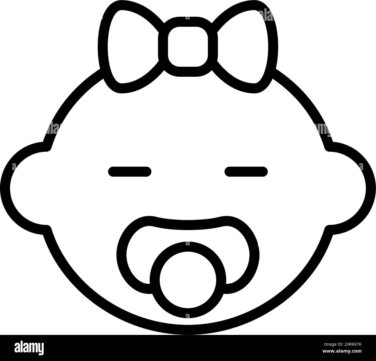 Bébé fille avec sucette. Confort et calme pour les nourrissons. Garde d'enfants et fournitures. Pixel Perfect, icône de vecteur de contour modifiable Illustration de Vecteur