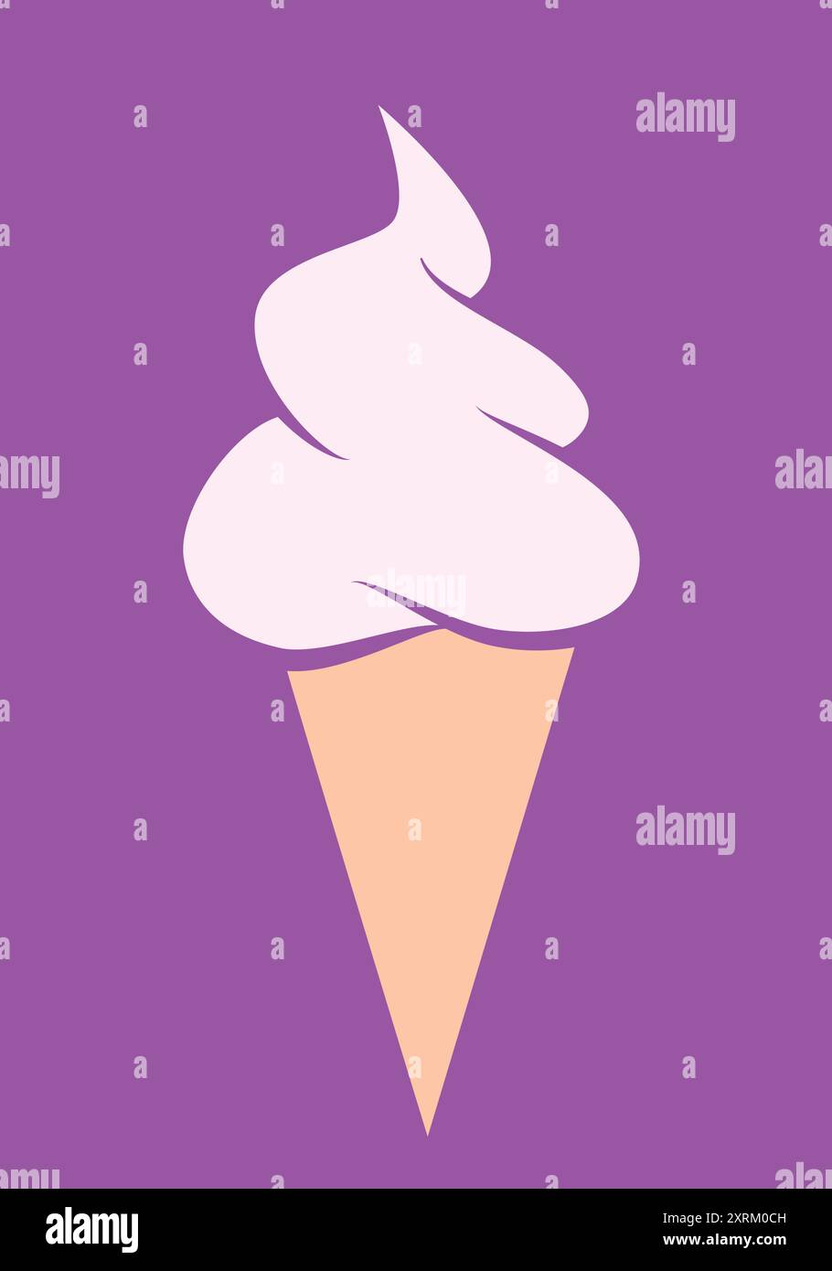 crème glacée - crème glacée molle à la vanille dans un cône, illustration vectorielle de couleur isolée sur violet Illustration de Vecteur