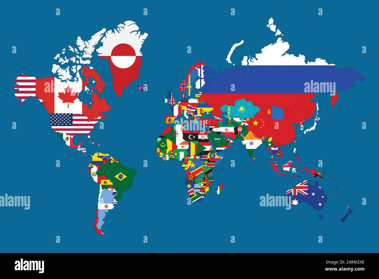 Pays de carte du monde avec vecteur de drapeau Illustration de Vecteur