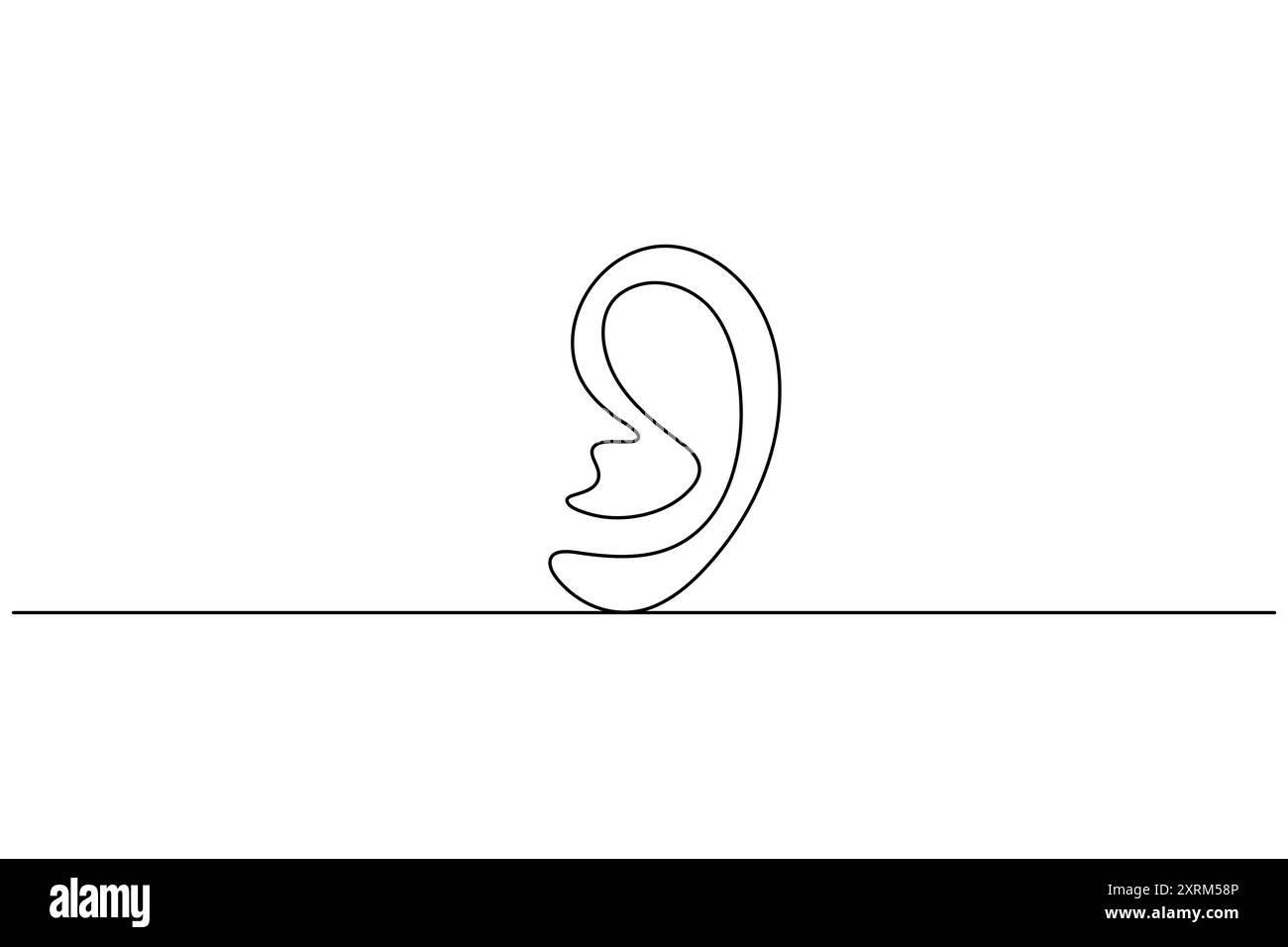 Oreille humaine dessin continu d'une ligne de l'icône de vecteur de contour isolé Illustration de Vecteur