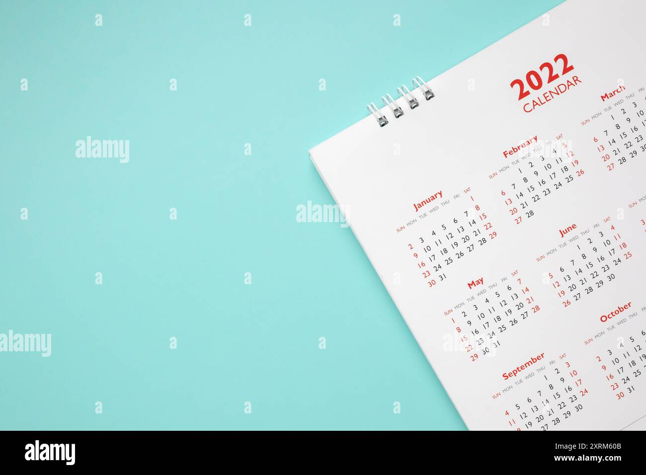 page de calendrier 2022 sur fond bleu concept de rendez-vous de planification d'entreprise Banque D'Images