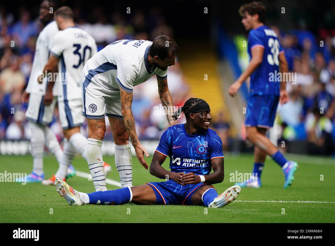 Noni Madueke de Chelsea lors du match amical de pré-saison à Stamford Bridge, Londres. Date de la photo : dimanche 11 août 2024. Banque D'Images