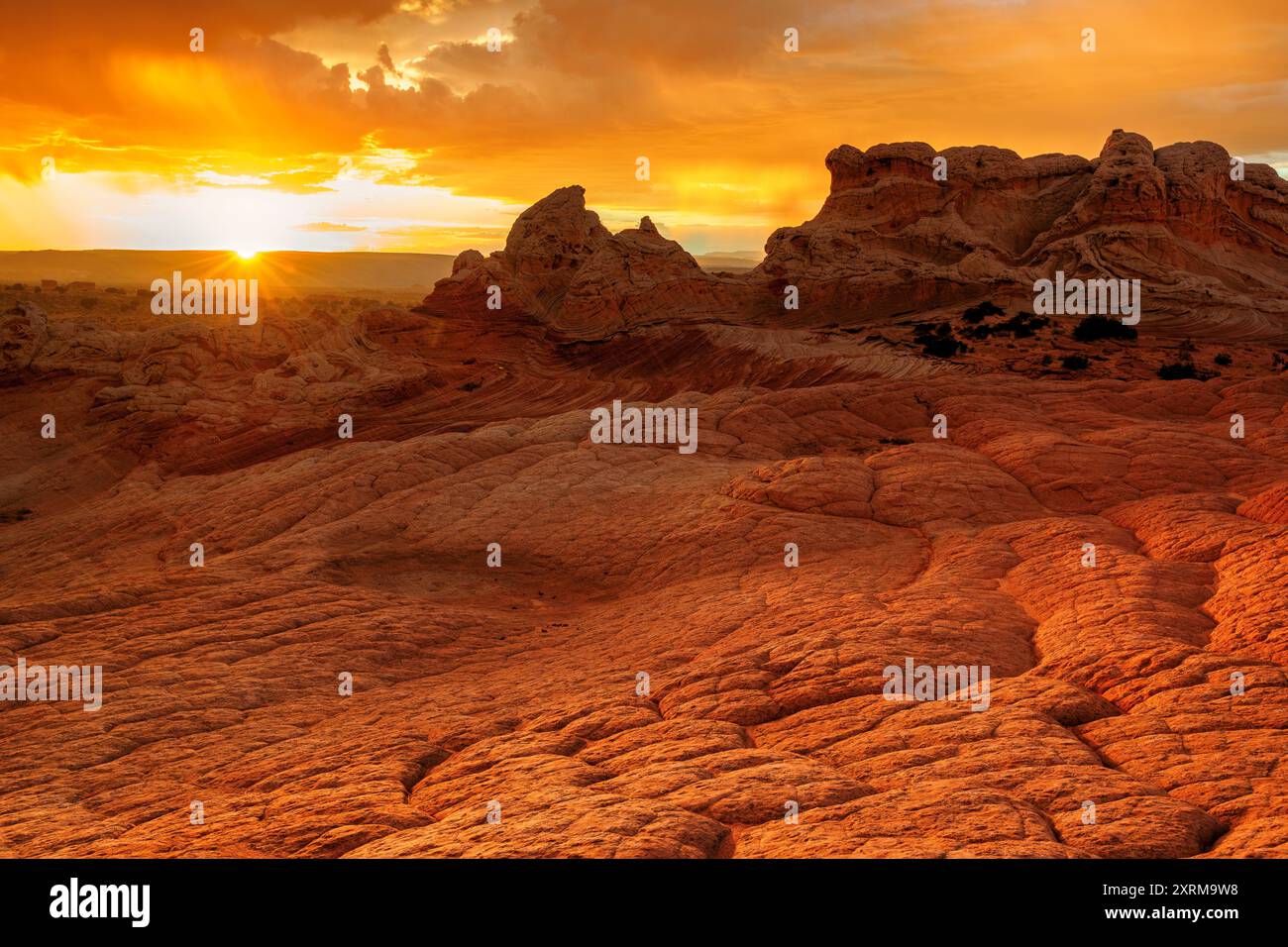 Magnifique coucher de soleil dans White Pocket, Vermilion Cliffs National Monument, Arizona, États-Unis Banque D'Images