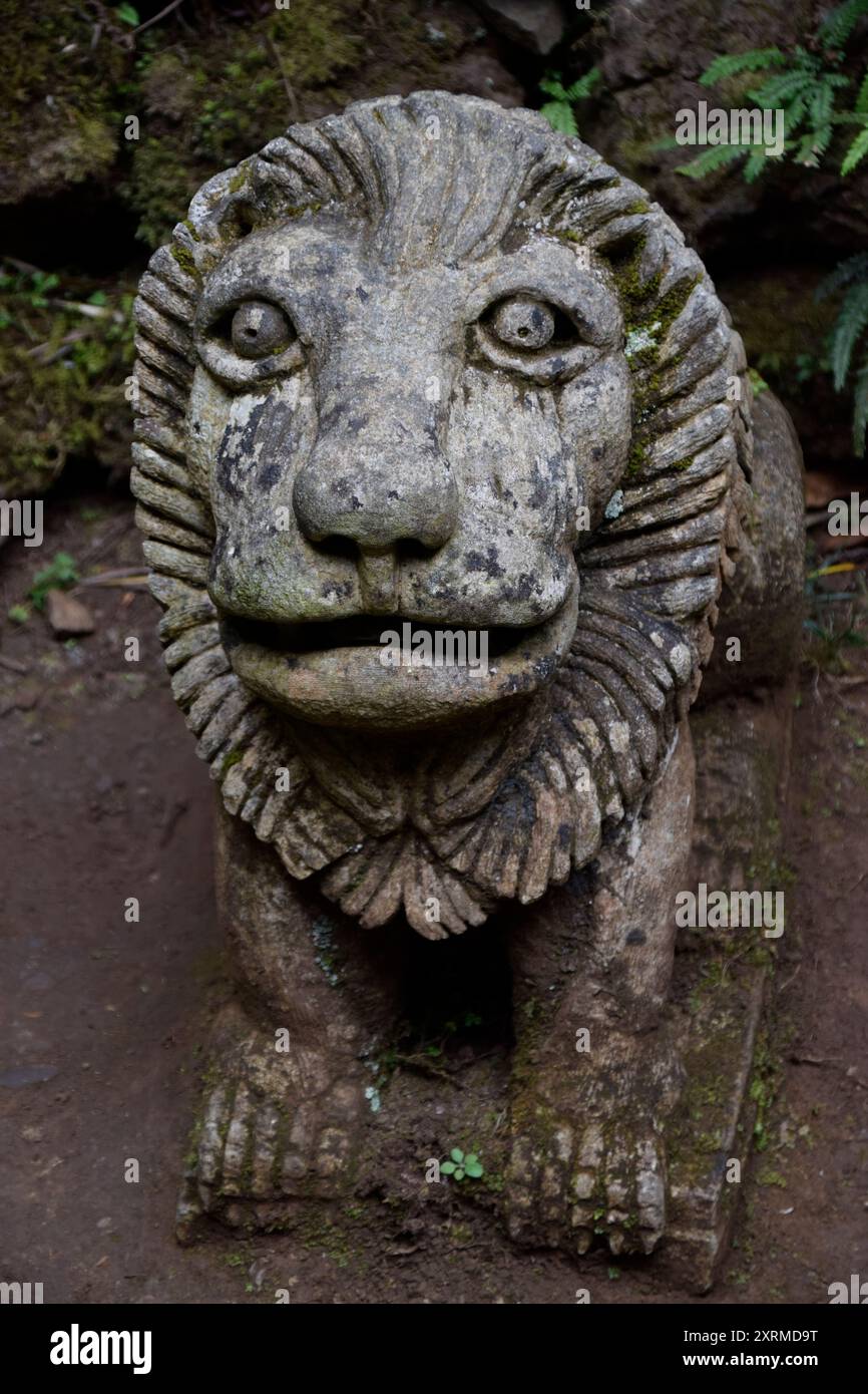 Sculptures de lion en pierre Banque D'Images