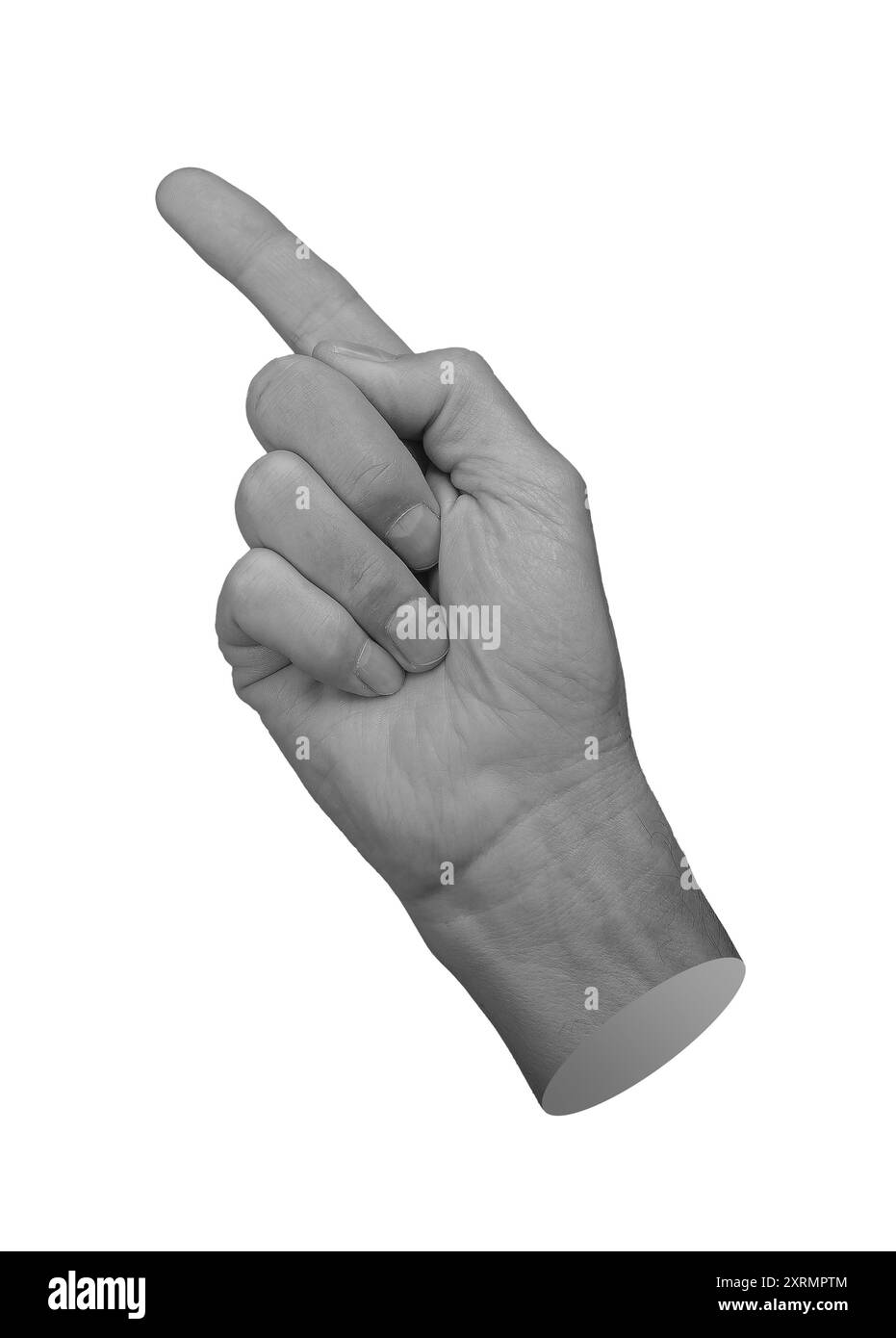 pointeur de doigt, pointant quelque part, isolé sur fond blanc. Banque D'Images