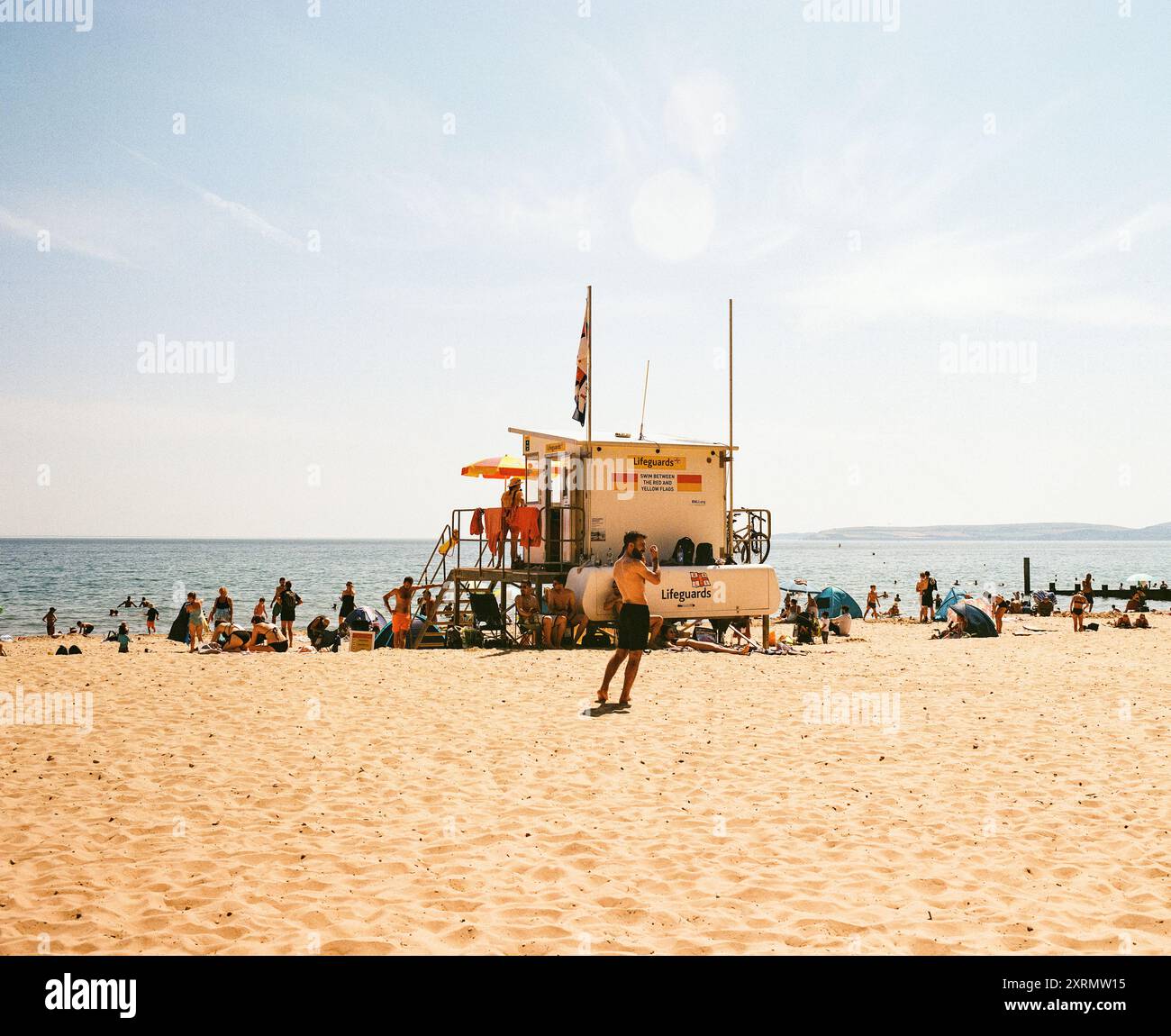 Tour de sauveteur Bournemouth Beach, Dorset, Angleterre, Royaume-Uni Banque D'Images