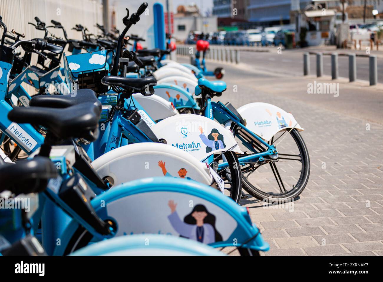 Station de vélos de location de vélos électriques Metrofun à tel Aviv Banque D'Images