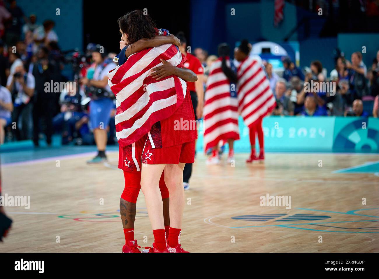 Paris, France. 11 août 2024. Équipe américaine, basket-ball, match de la médaille d'or féminine entre la France et les États-Unis lors des Jeux Olympiques de Paris 2024 le 11 août 2024 au Bercy Arena à Paris, France - photo Ann-Dee Lamour/CDP MEDIA/DPPI Media crédit : DPPI Media/Alamy Live News Banque D'Images