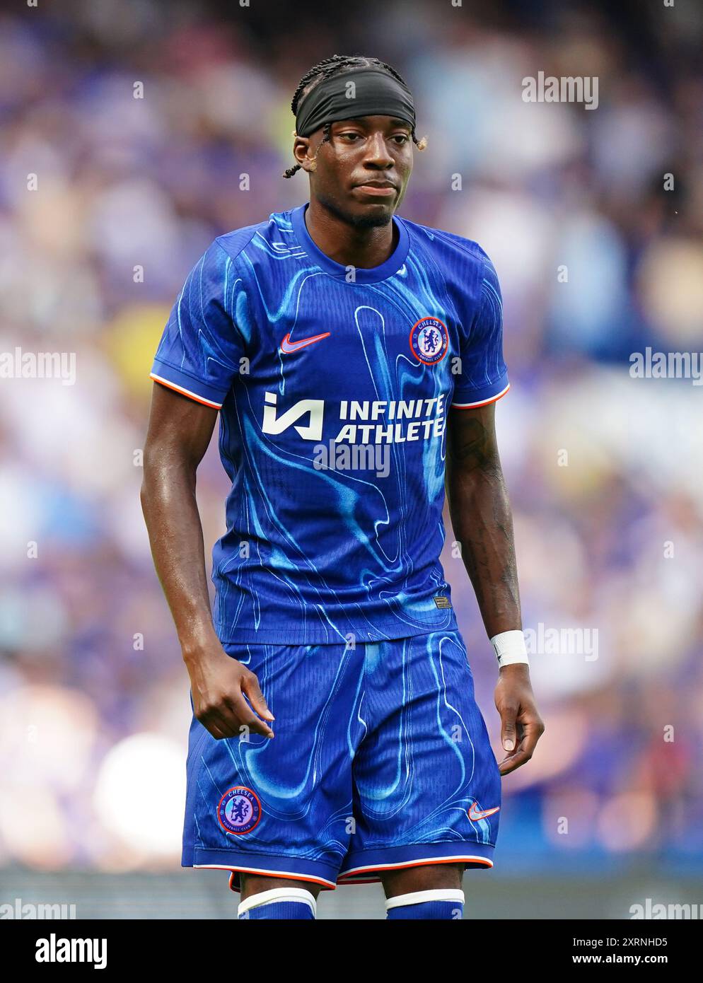 Noni Madueke de Chelsea lors du match amical de pré-saison à Stamford Bridge, Londres. Date de la photo : dimanche 11 août 2024. Banque D'Images
