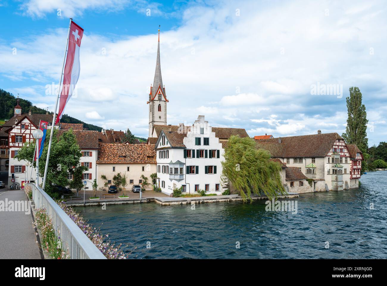 Stein am Rhein, Suisse - 4 juillet 2024 : Stein am Rhein est une ville pittoresque de Suisse, au bord du Rhin, connue pour sa ville médiévale bien préservée Banque D'Images