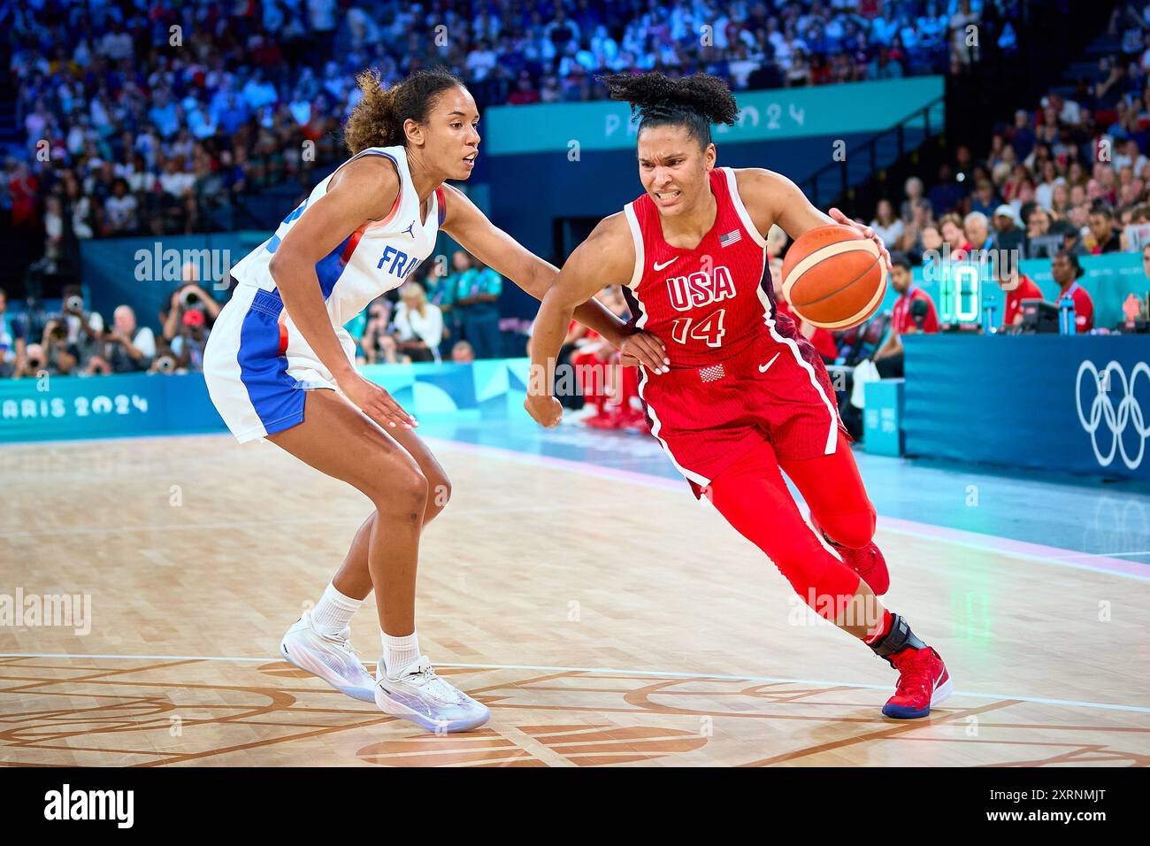 Paris, France. 11 août 2024. Alyssa THOMAS (14 ans) des États-Unis, basket-ball, match pour la médaille d'or féminine entre la France et les États-Unis lors des Jeux Olympiques de Paris 2024 le 11 août 2024 à Bercy Arena à Paris, France - photo Ann-Dee Lamour/CDP MEDIA/DPPI Media crédit média : DPPI Media/Alamy Live News Banque D'Images