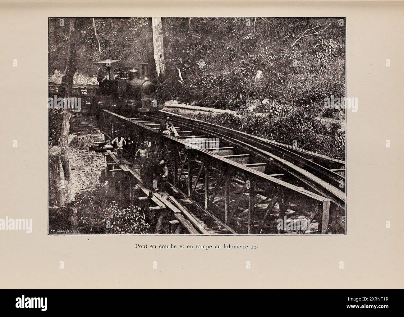 Image vintage des années 1900 construction de l'État indépendant du Congo colonial, aujourd'hui territoire de la RDC, lignes de chemin de fer Banque D'Images