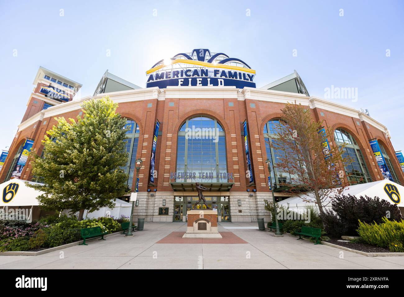 L'American Family Field abrite les Milwaukee Brewers de la Major League Baseball. Le stade était auparavant connu sous le nom de Miller Park. Banque D'Images