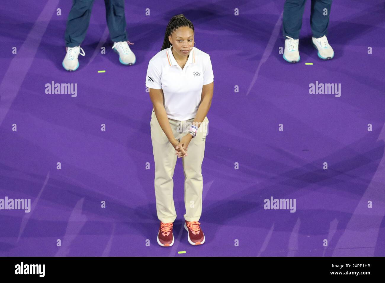 11 août 2024, Paris, Ile-de-France, France : ALLYSON FELIX des États-Unis est vu lors de la cérémonie de clôture des Jeux Olympiques de Paris 2024 au stade de France à Saint-Denis, France (crédit image : © Mickael Chavet/ZUMA Press Wire) USAGE ÉDITORIAL SEULEMENT! Non destiné à UN USAGE commercial ! Banque D'Images