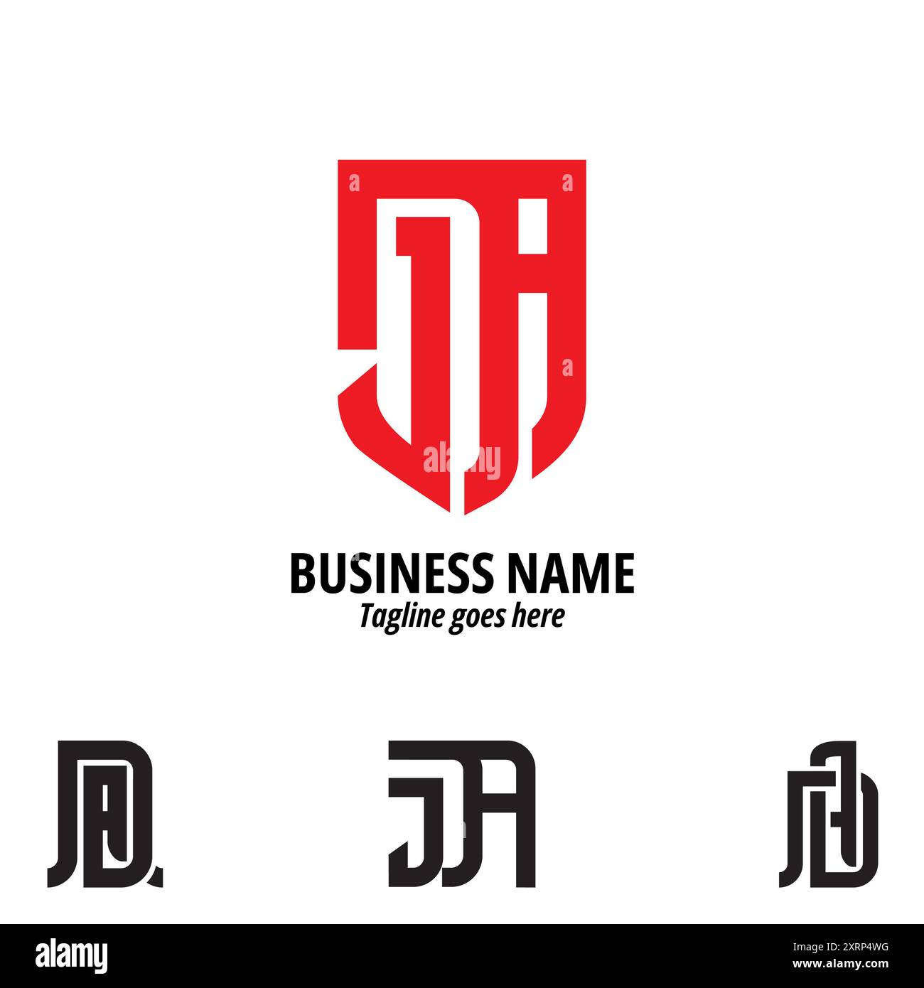 Logo monogramme JDA, audacieux et polyvalent. Cet ensemble de logos est idéal pour les marques sportives, commerciales et industrielles à la recherche d'une identité visuelle forte. Banque D'Images