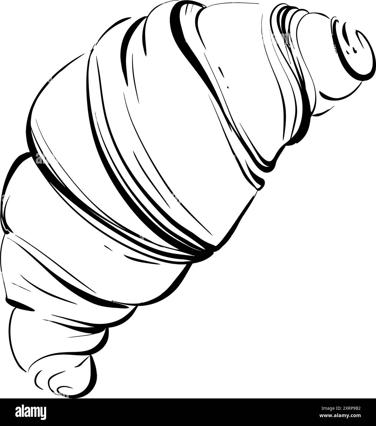 Vecteur croissant traditionnel français, boulangerie Paris. Nourriture traditionnelle. Silhouette noire pour circuit Illustration de Vecteur