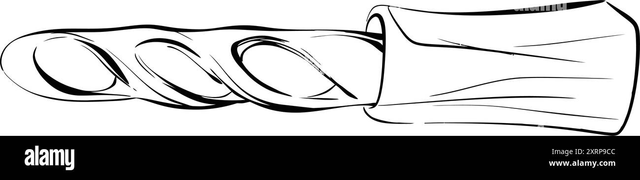 Baguette française vectorielle, silhouette noire pour circuit. Paris cafe boulangerie, illustration dessinée à la main Illustration de Vecteur