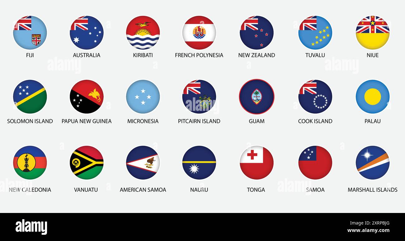 Icônes rondes de tous les drapeaux australiens Illustration de Vecteur