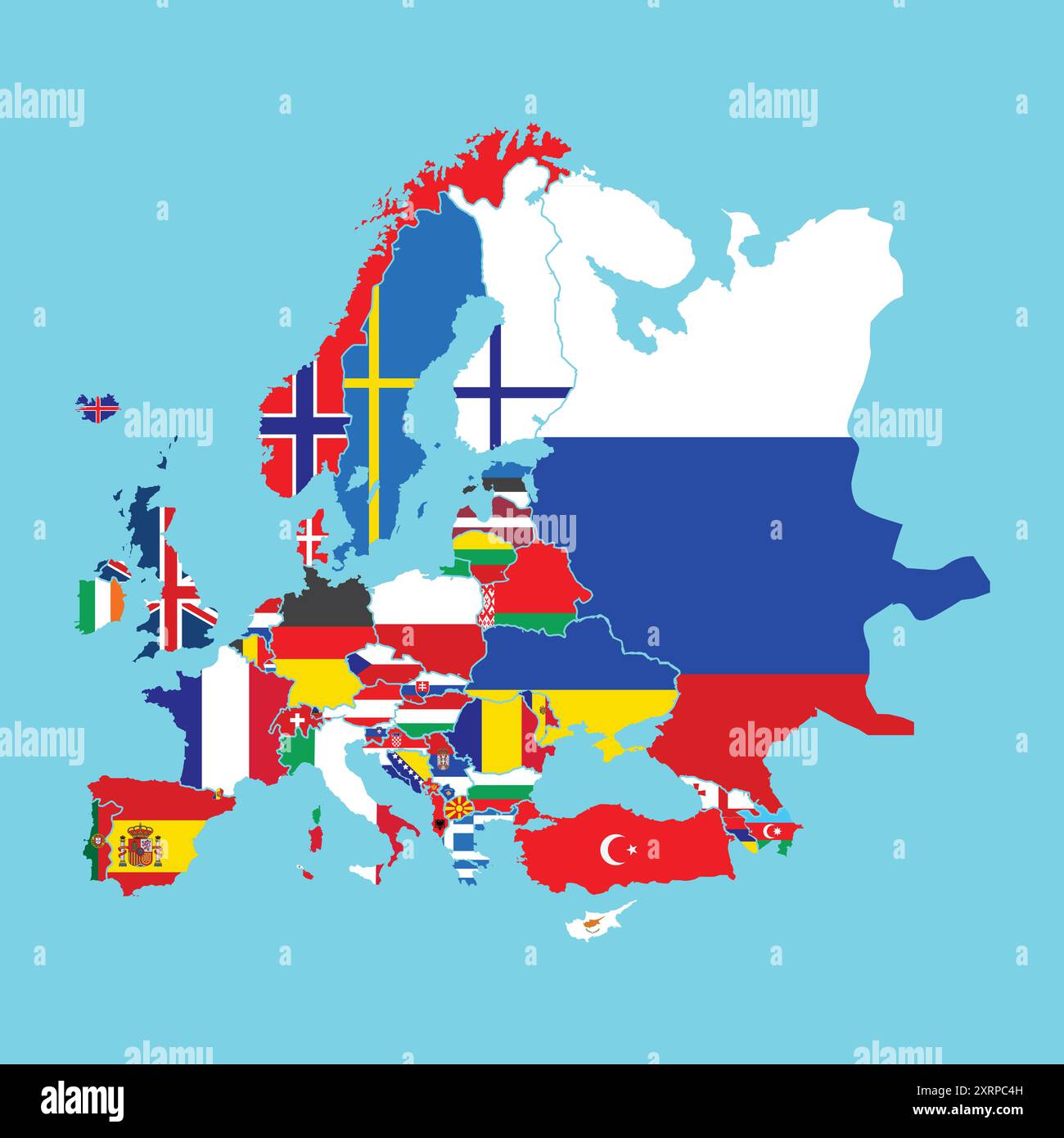 Carte de la Russie et de l'Union européenne avec drapeaux. Illustration vectorielle. Illustration de Vecteur