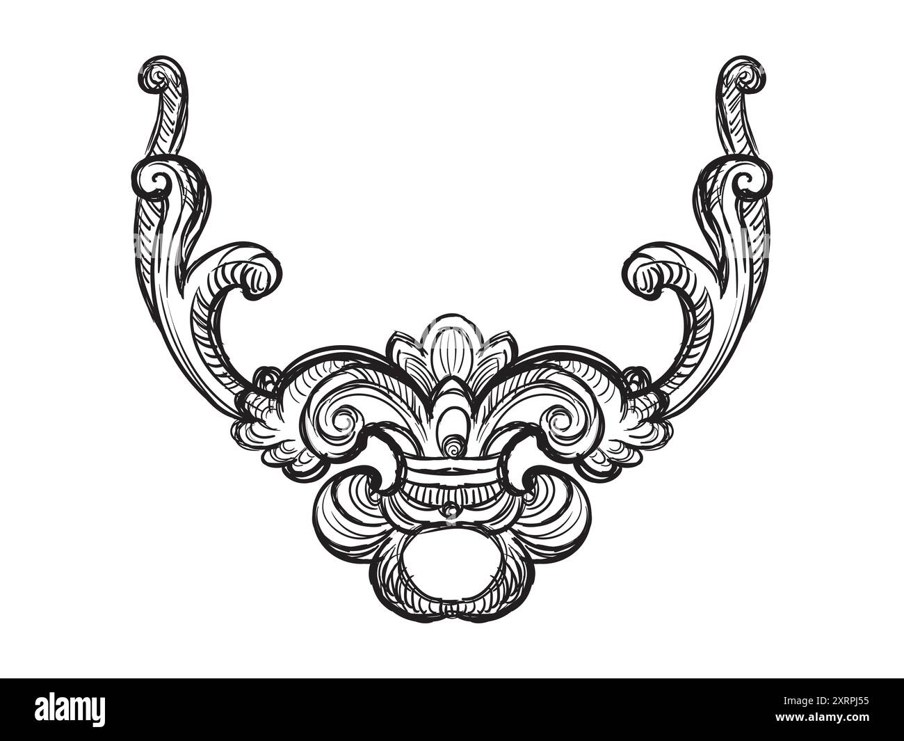 Élément de conception de dessin à la main dans le vecteur de style baroque Illustration de Vecteur